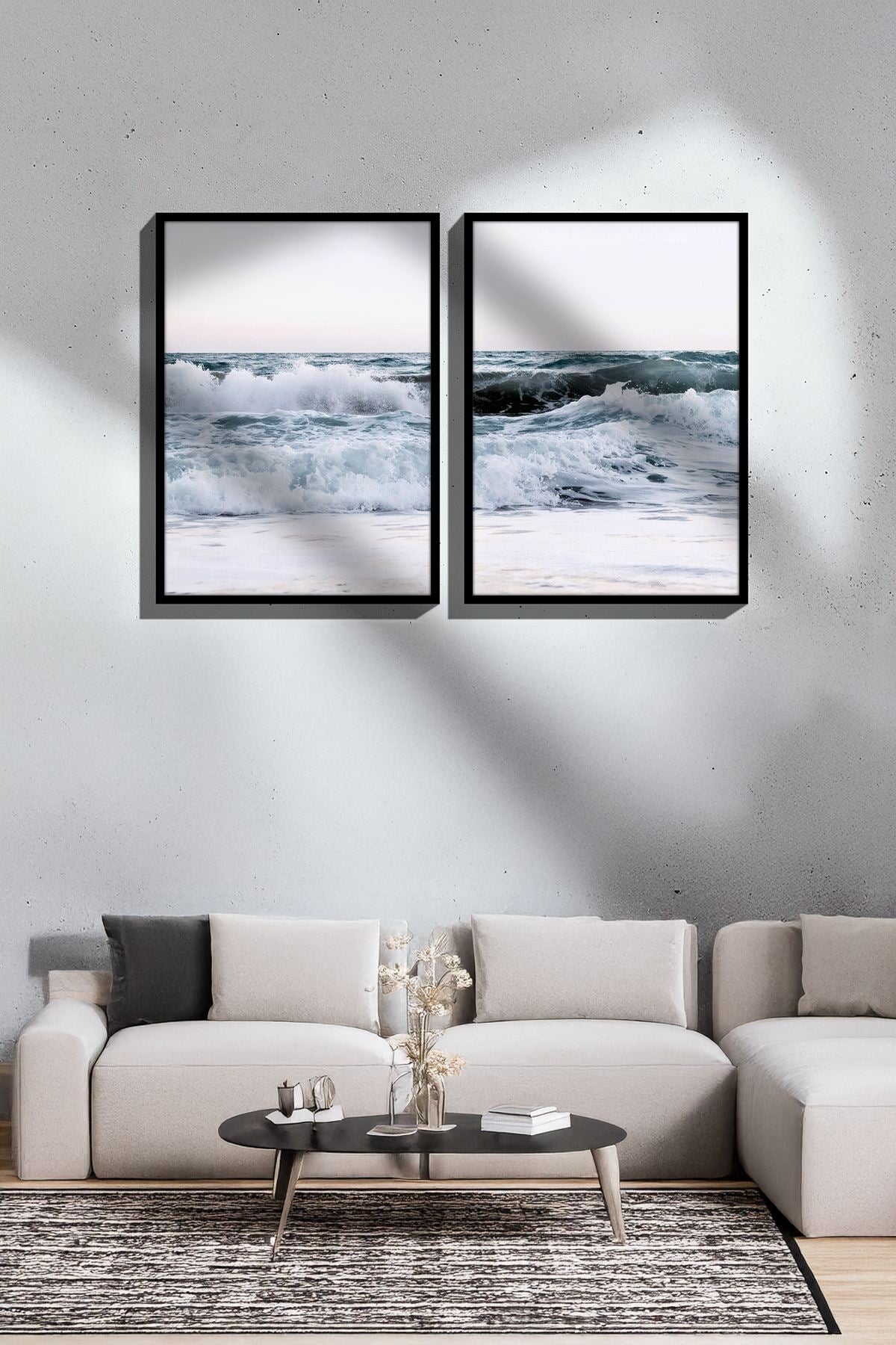 Conjunto de 2 Quadros Decorativos Emoldurados Multicolor - Madeira Maciça 33x48cm