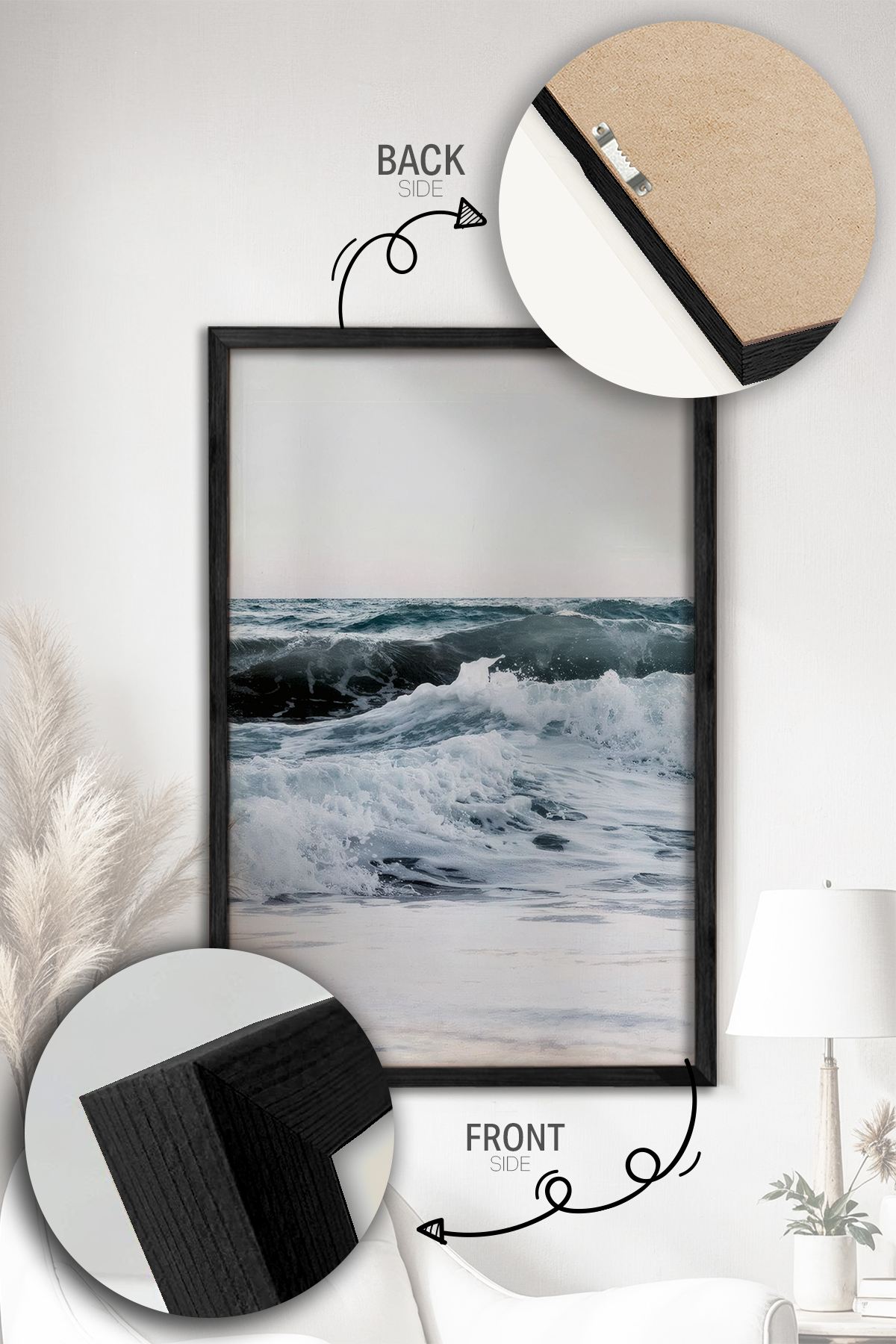 Conjunto de 2 Quadros Decorativos Emoldurados Multicolor - Madeira Maciça 33x48cm