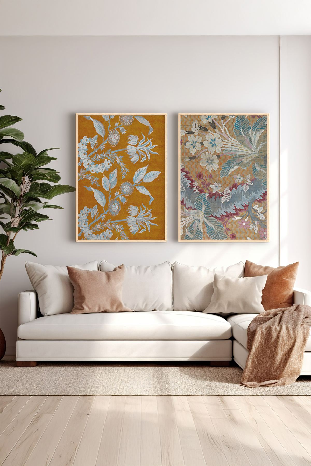 Conjunto de 2 Quadros Decorativos em Madeira Maciça - Impressão Digital Multicolor 33x48cm