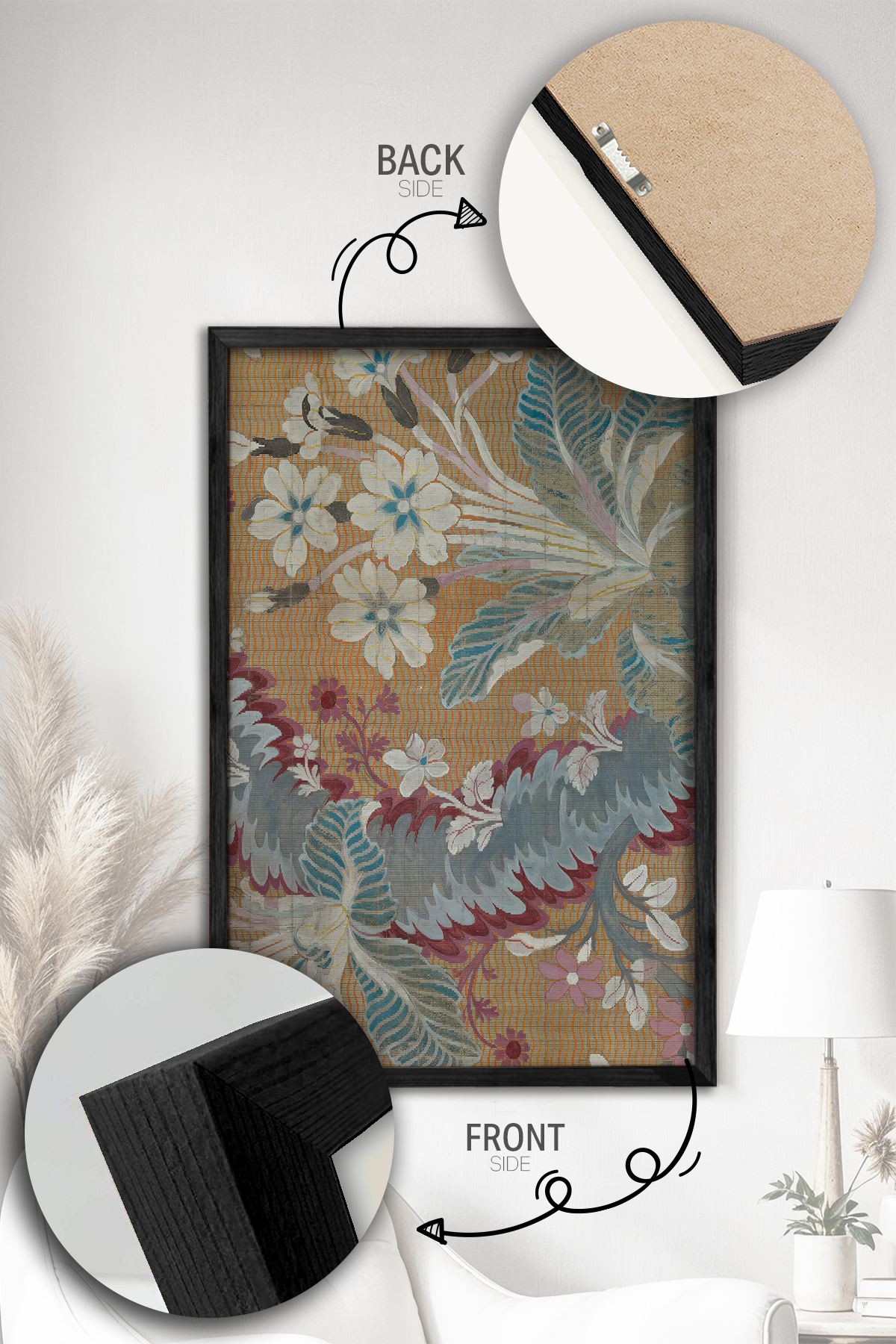 Conjunto de 2 Quadros Decorativos Emoldurados - Madeira Maciça 33x48cm - Impressão Digital Premium