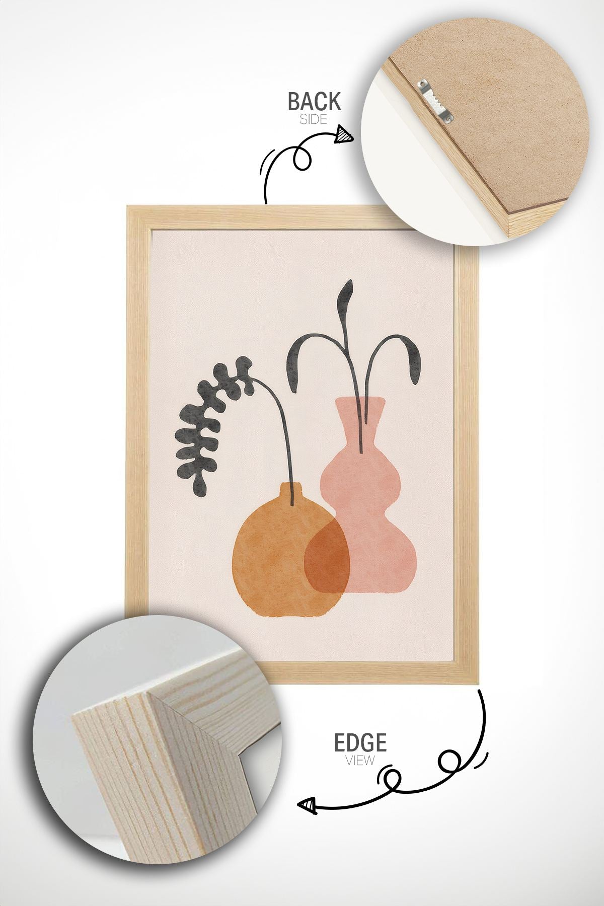 Conjunto de 2 Quadros Decorativos em Madeira Maciça - Impressão Digital Multicolor 33x48cm