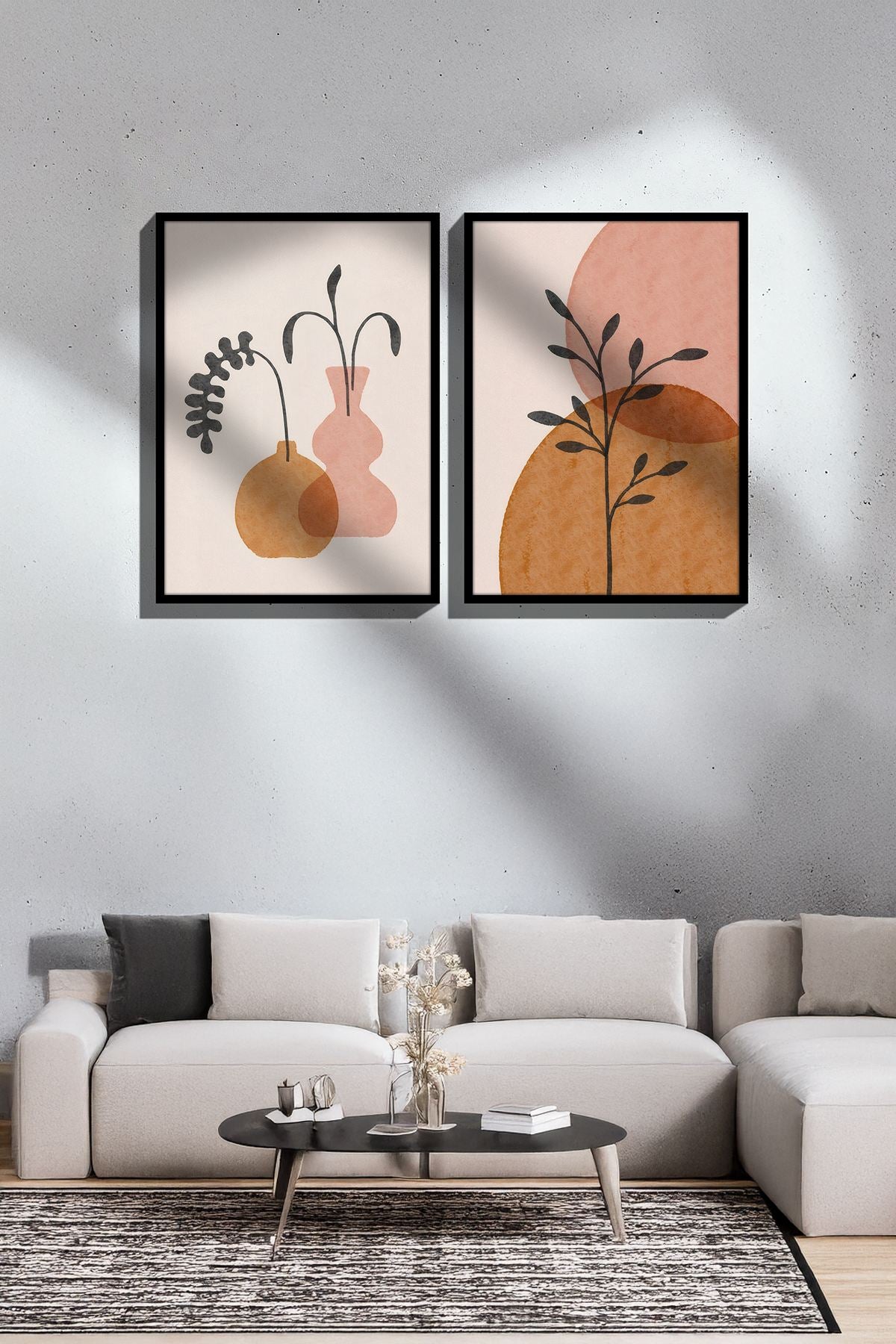 Conjunto de 2 Quadros Decorativos Emoldurados Ersy2 - Madeira Maciça 33x48cm - Impressão Digital Premium