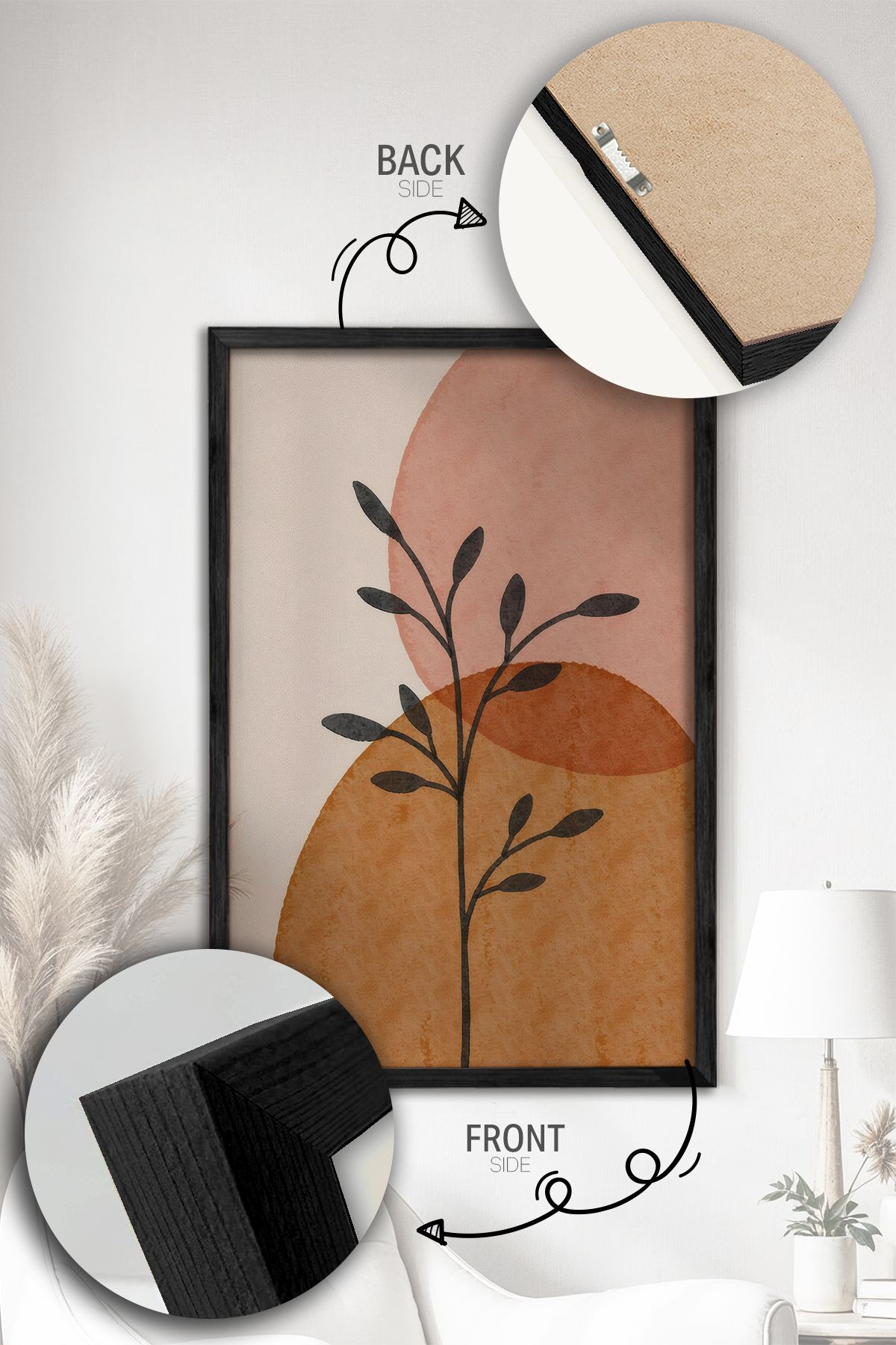 Conjunto de 2 Quadros Decorativos Emoldurados Ersy2 - Madeira Maciça 33x48cm - Impressão Digital Premium