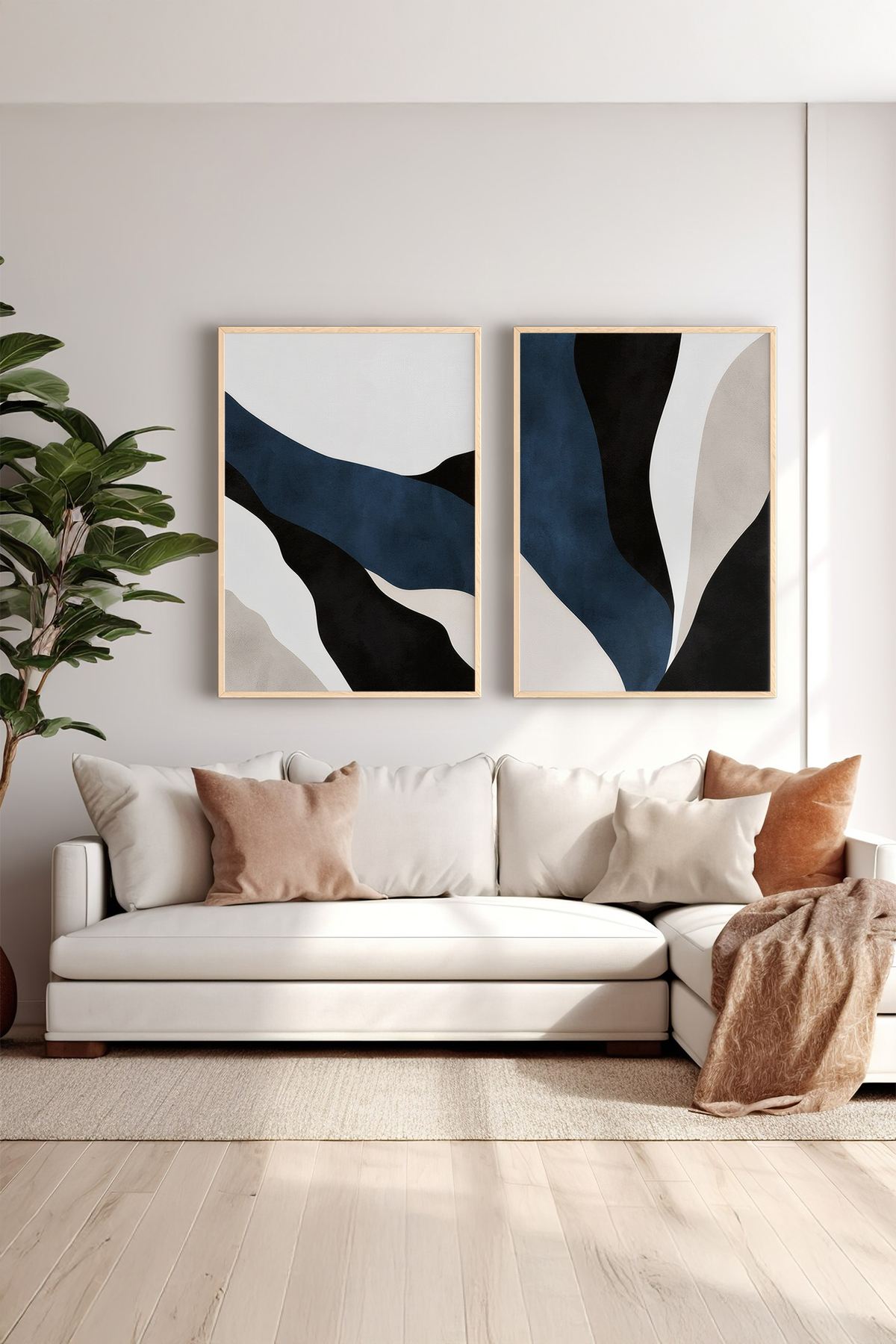 Conjunto de 2 Quadros Decorativos em Madeira Maciça - Impressão Digital Multicolor 33x48cm