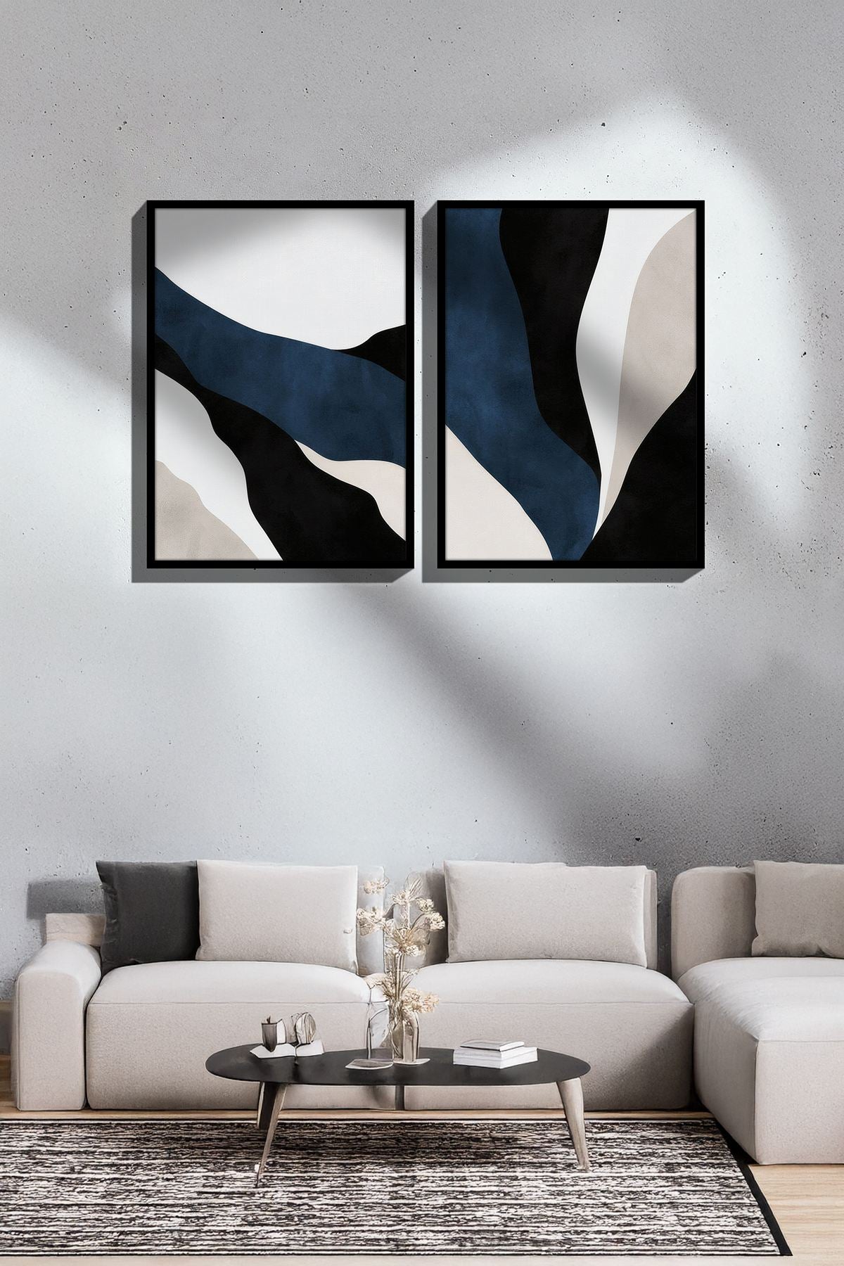 Conjunto de 2 Quadros Decorativos Emoldurados - Madeira Maciça 33x48cm - Impressão Digital Premium