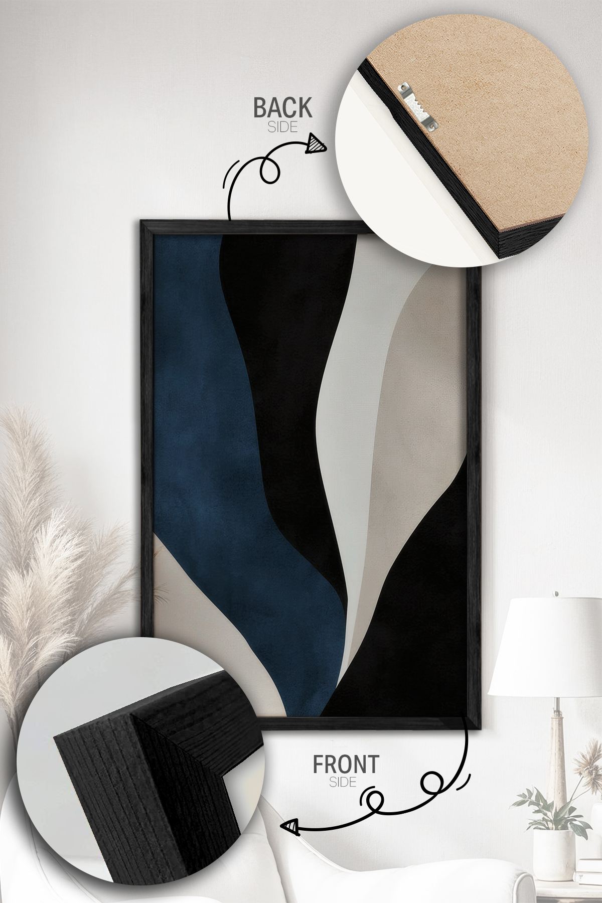 Conjunto de 2 Quadros Decorativos Emoldurados - Madeira Maciça 33x48cm - Impressão Digital Premium