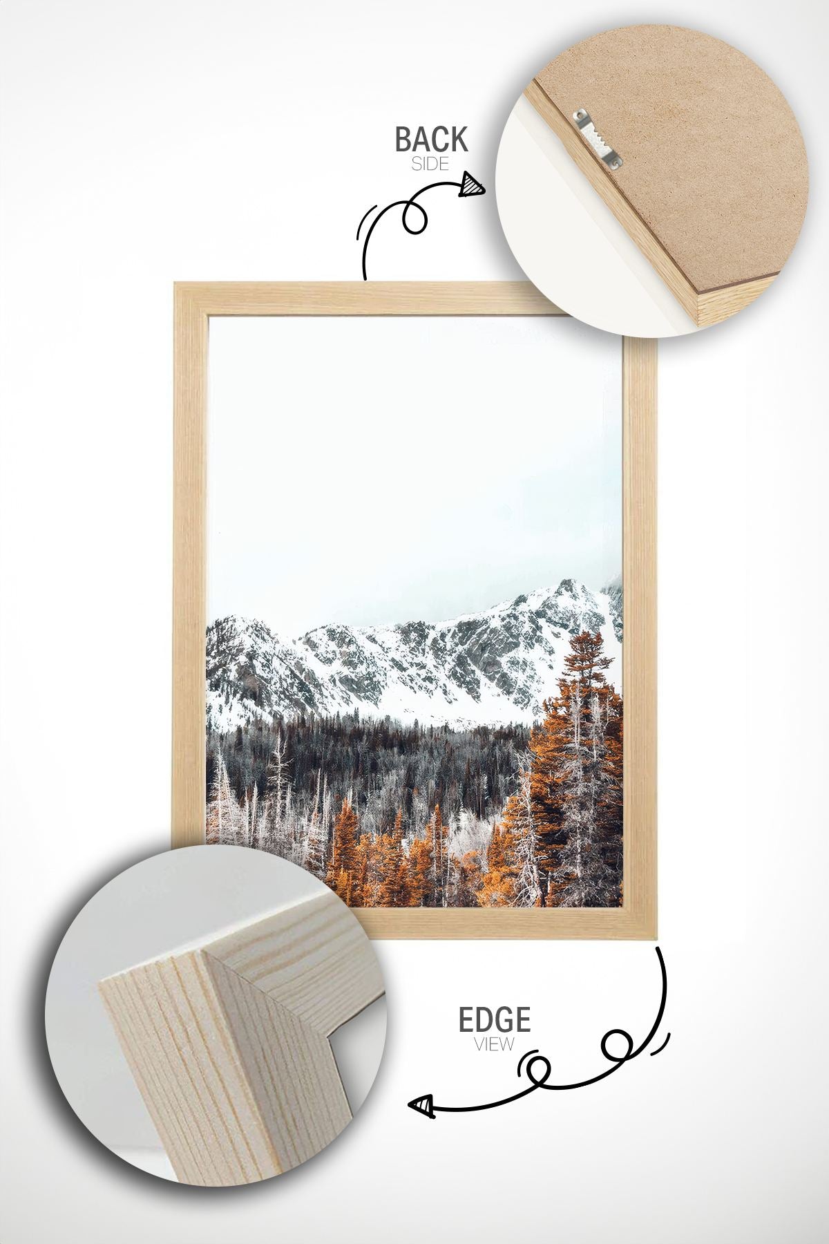 Conjunto de 2 Quadros Decorativos em Madeira Maciça - Impressão Digital Multicolor 33x48cm