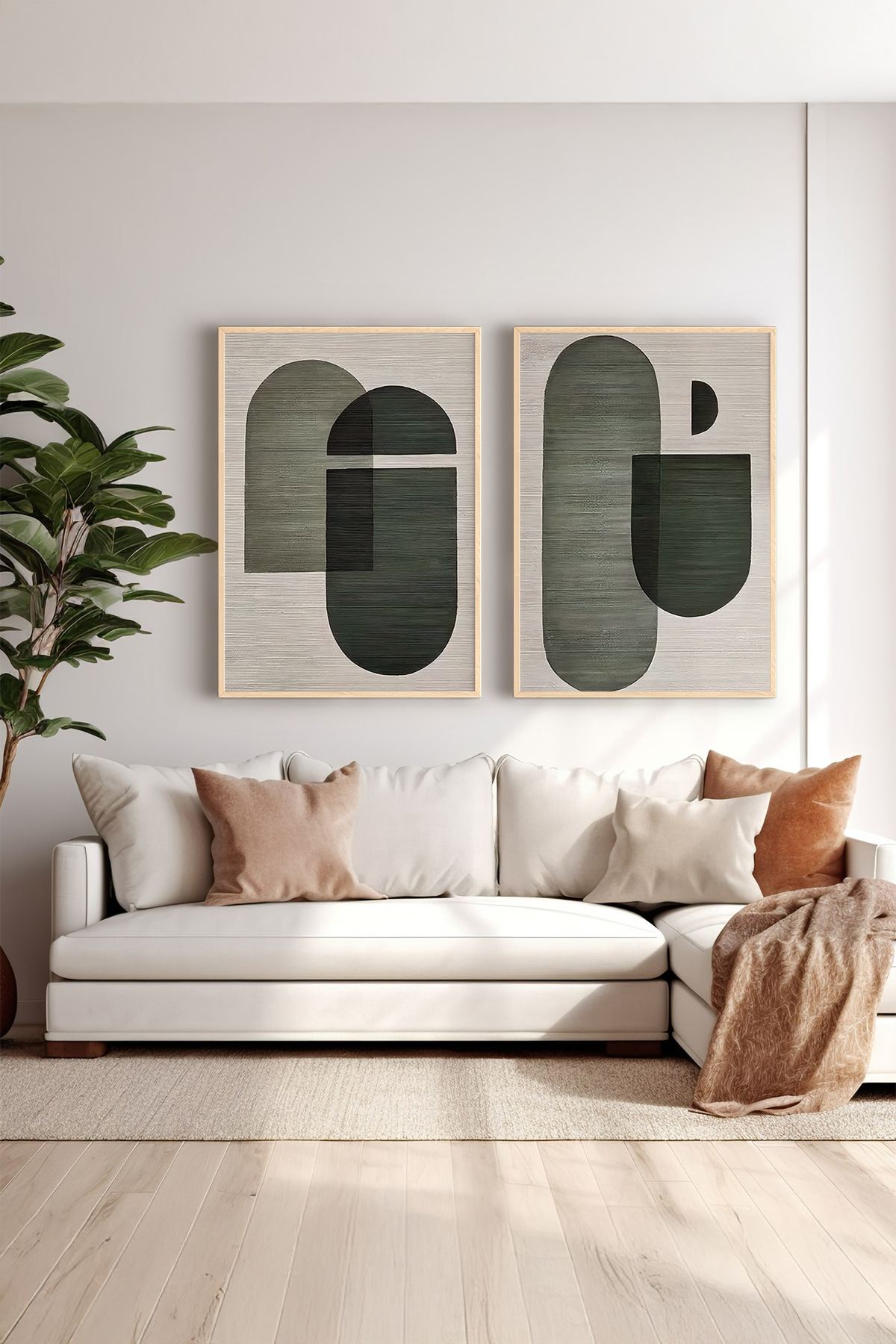 Conjunto de 2 Quadros Decorativos em Madeira Maciça - Impressão Digital Multicolor 33x48cm