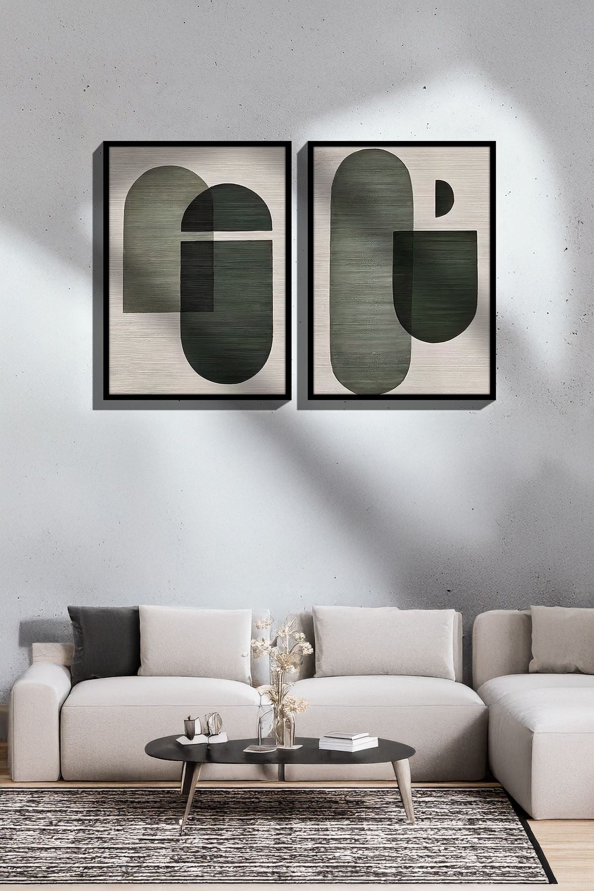 Conjunto de 2 Quadros Decorativos Emoldurados - Madeira Maciça 33x48cm - Modelo Ersy2 Preto Multicolor