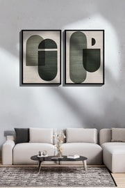 Conjunto de 2 Quadros Decorativos Emoldurados - Madeira Maciça 33x48cm - Modelo Ersy2 Preto Multicolor