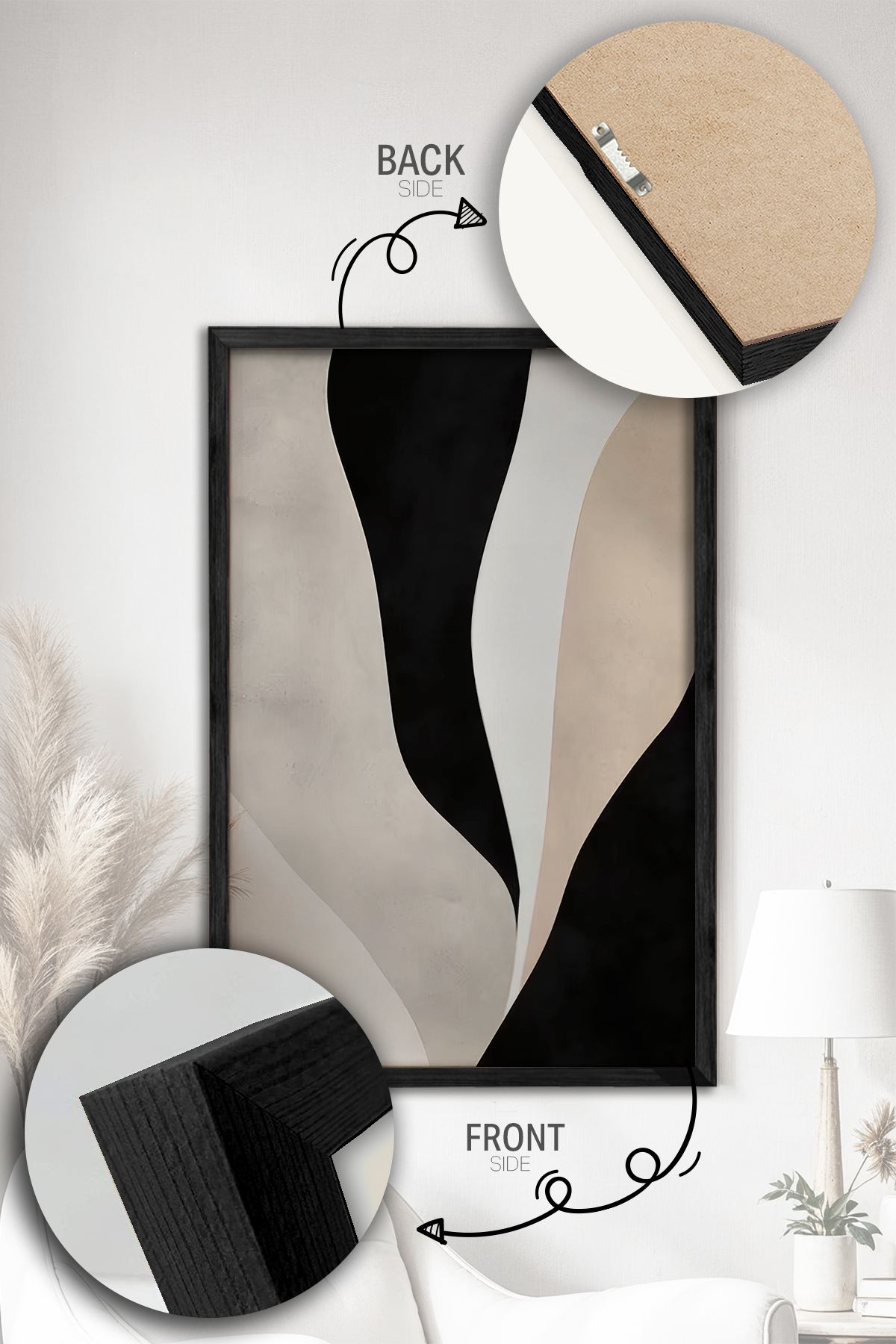 Conjunto de 2 Quadros Decorativos Emoldurados - Madeira Maciça 33x48cm - Impressão Digital Premium