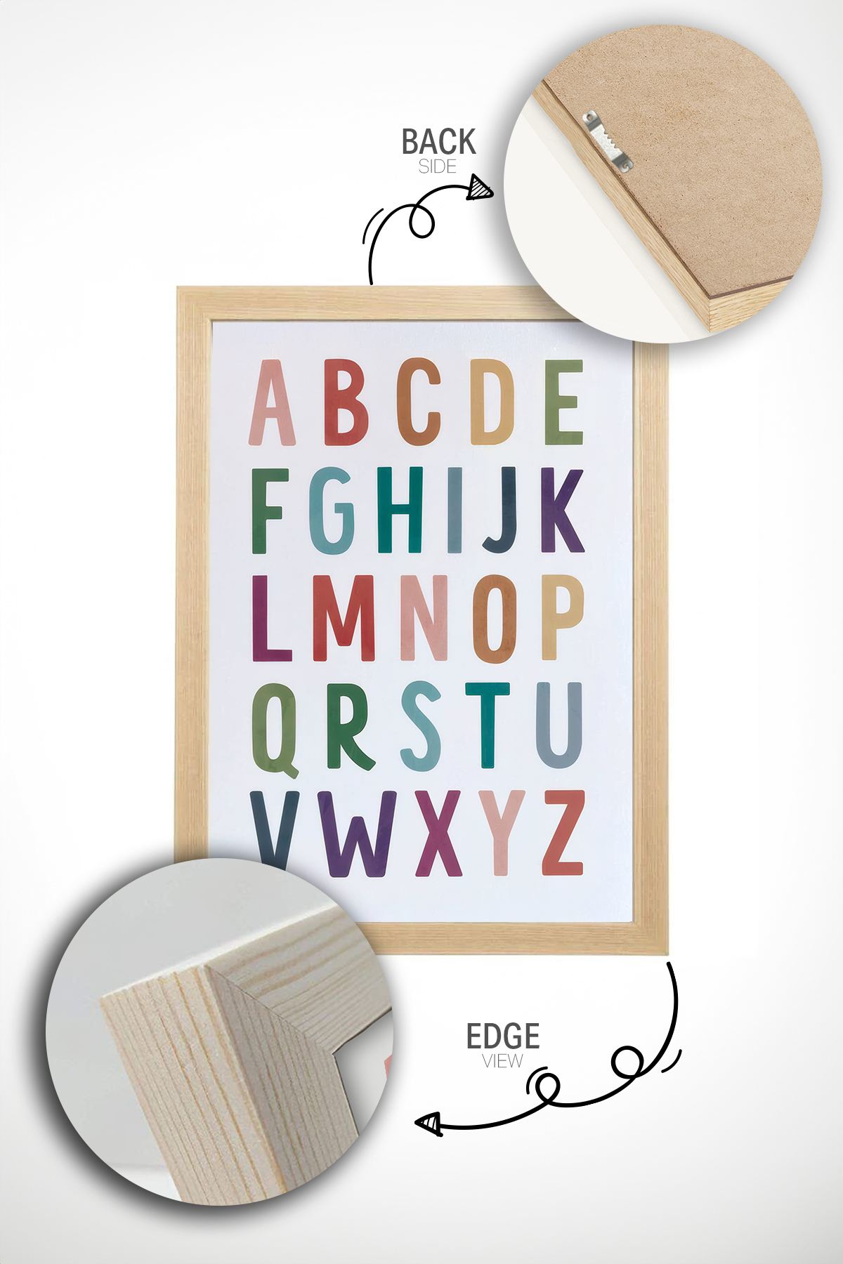 Conjunto de 2 Quadros Decorativos em Madeira Maciça - Impressão Digital Multicolor 33x48cm