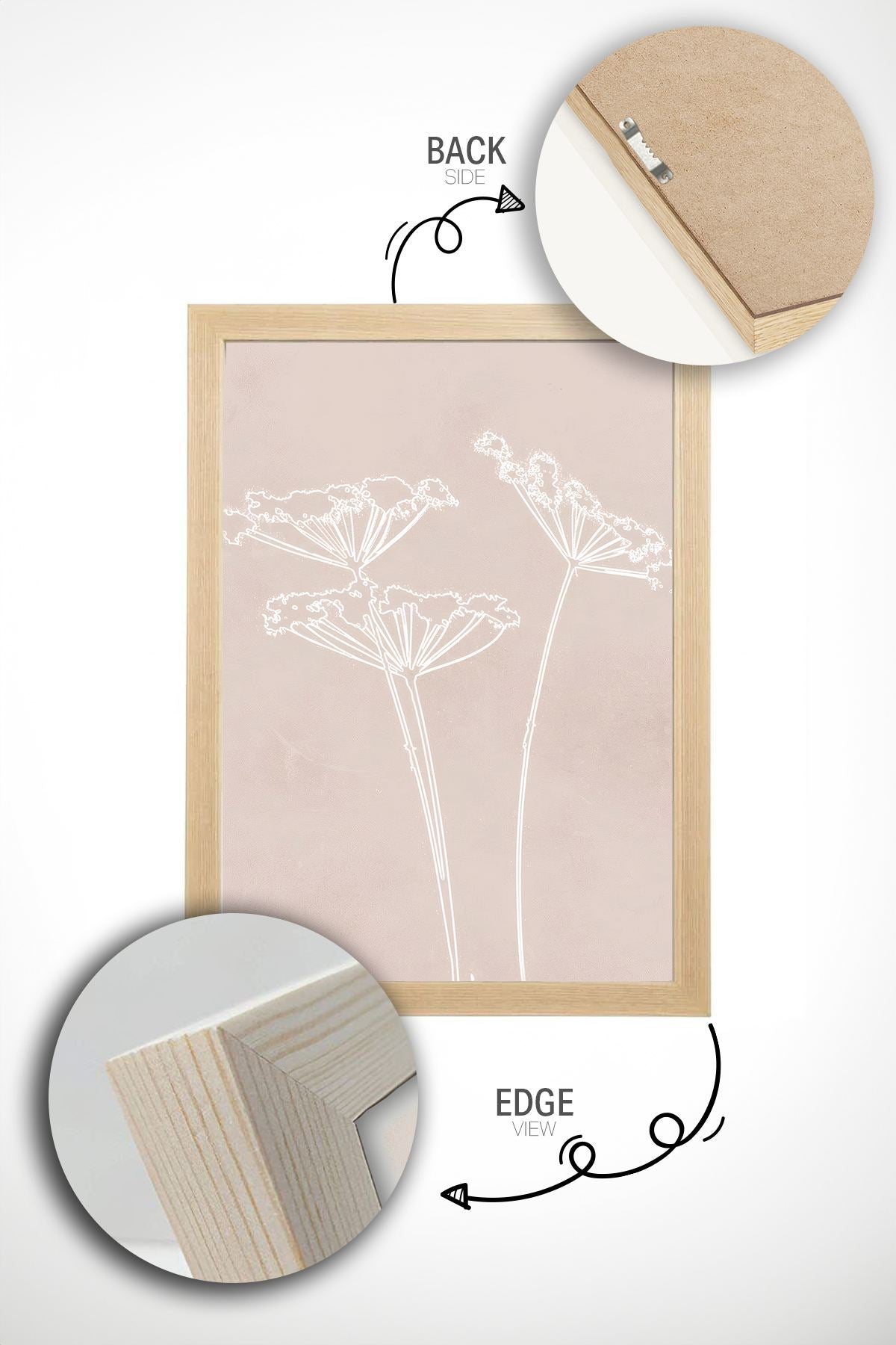 Conjunto de 2 Quadros Decorativos Multicolor com Moldura de Madeira Maciça - 33x48cm