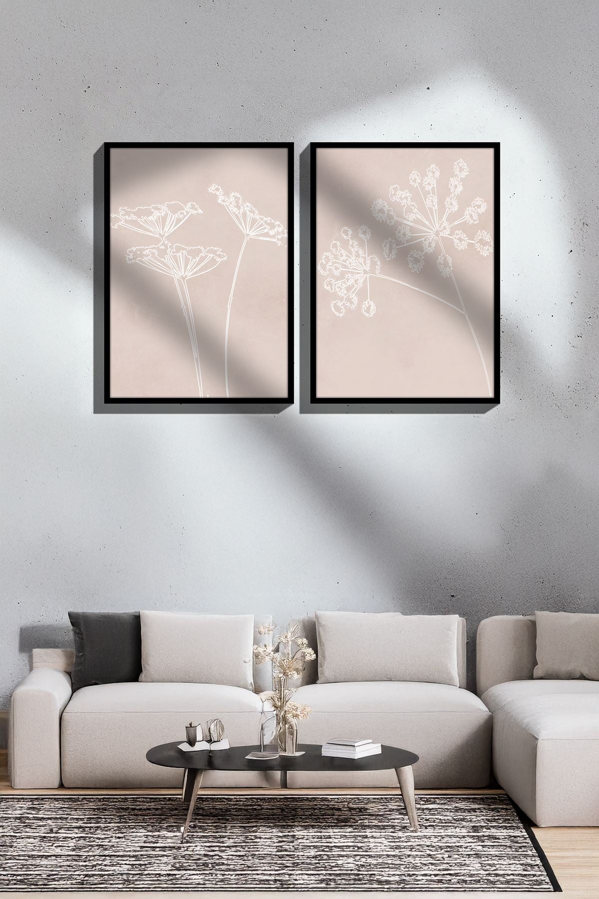 Conjunto de 2 Quadros Decorativos Emoldurados - Madeira Maciça 33x48cm - Impressão Digital Premium