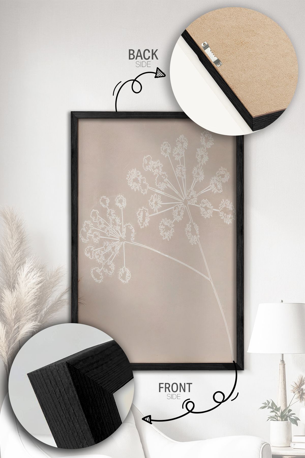 Conjunto de 2 Quadros Decorativos Emoldurados - Madeira Maciça 33x48cm - Impressão Digital Premium