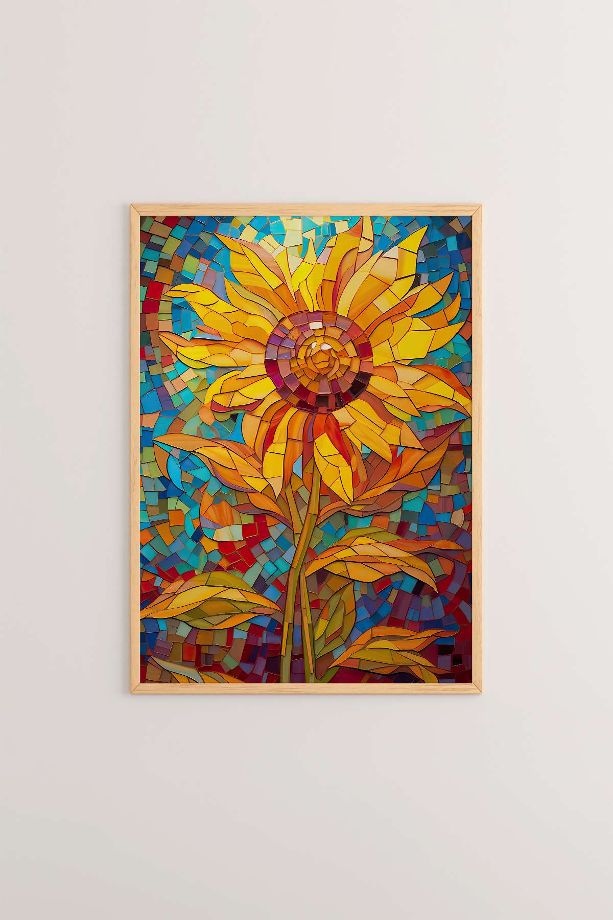 Quadro Decorativo Emoldurado Multicolor em Madeira Maciça - Arte Digital Premium 33x48cm