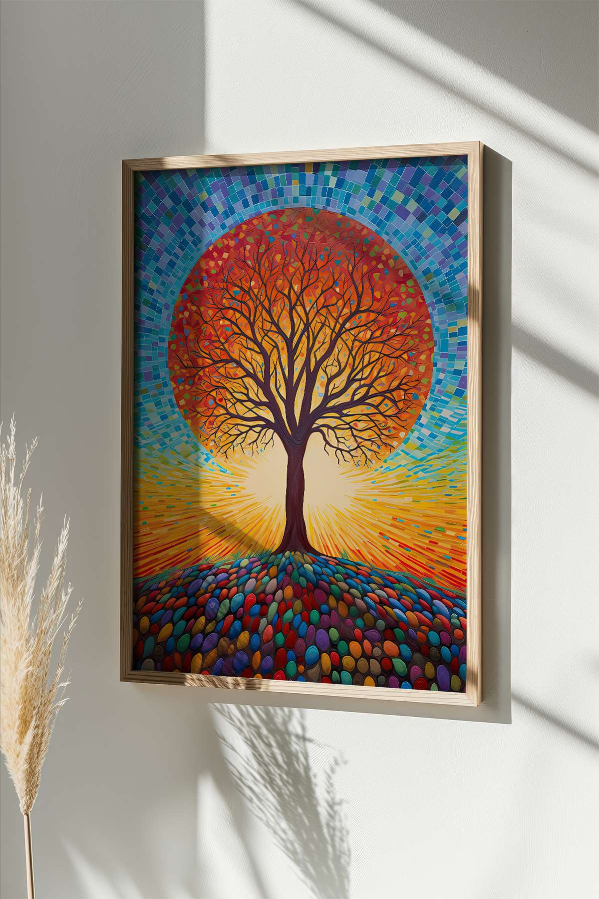 Quadro Decorativo Emoldurado Multicolor - Madeira Maciça 33x48cm - Impressão Digital Premium