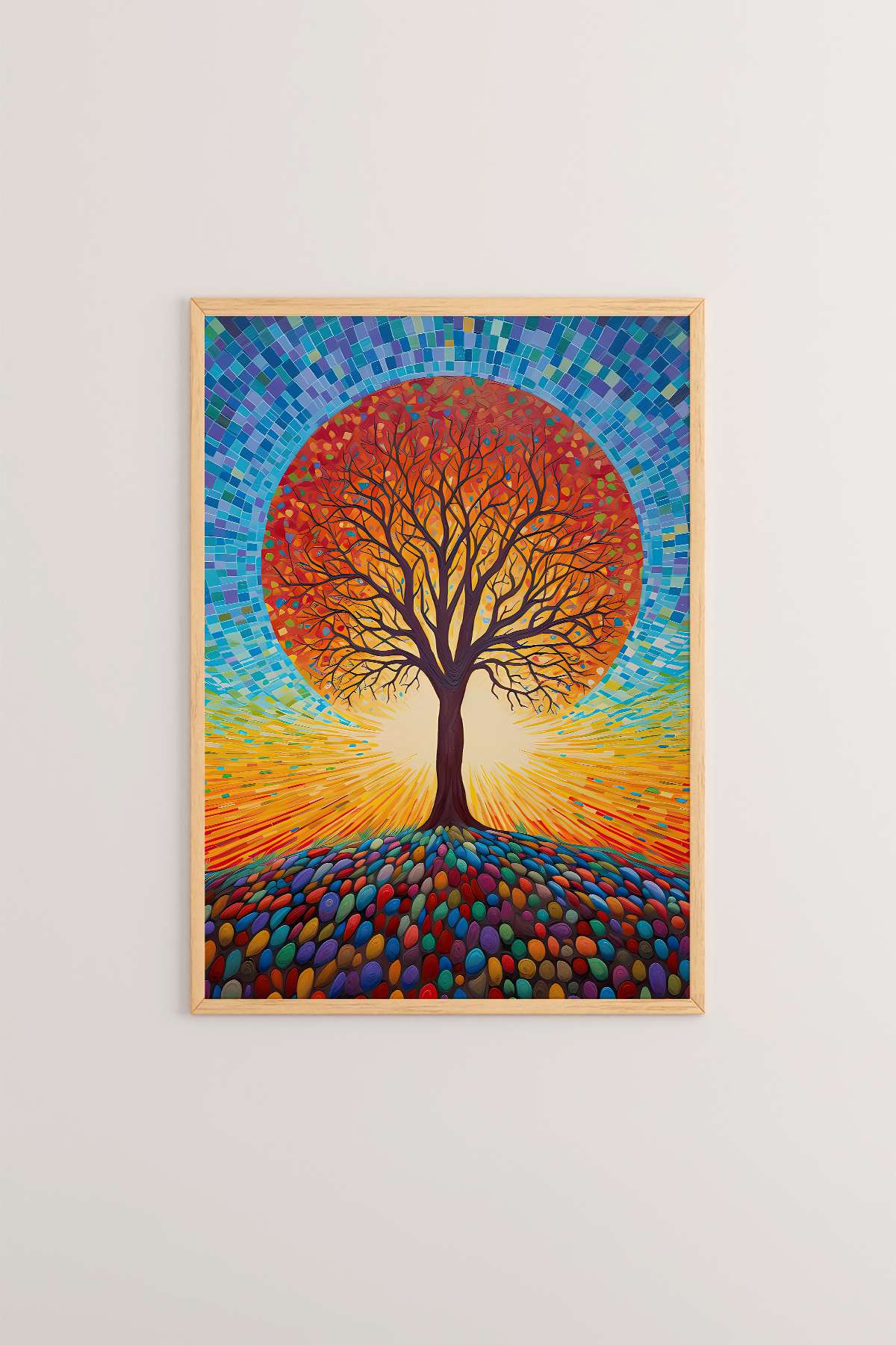 Quadro Decorativo Emoldurado Multicolor - Madeira Maciça 33x48cm - Impressão Digital Premium