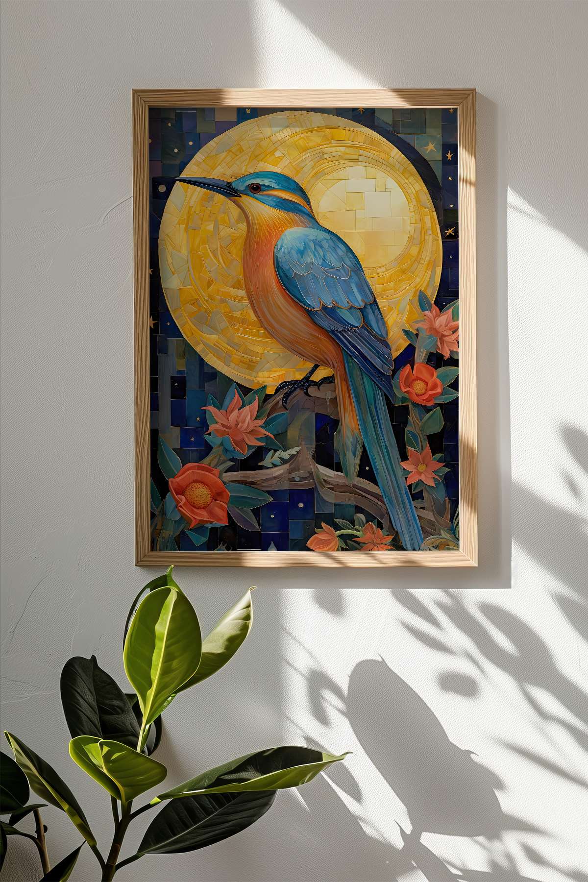 Quadro Decorativo Emoldurado Multicolor - Madeira Maciça 33x48cm - Impressão Digital de Alta Qualidade