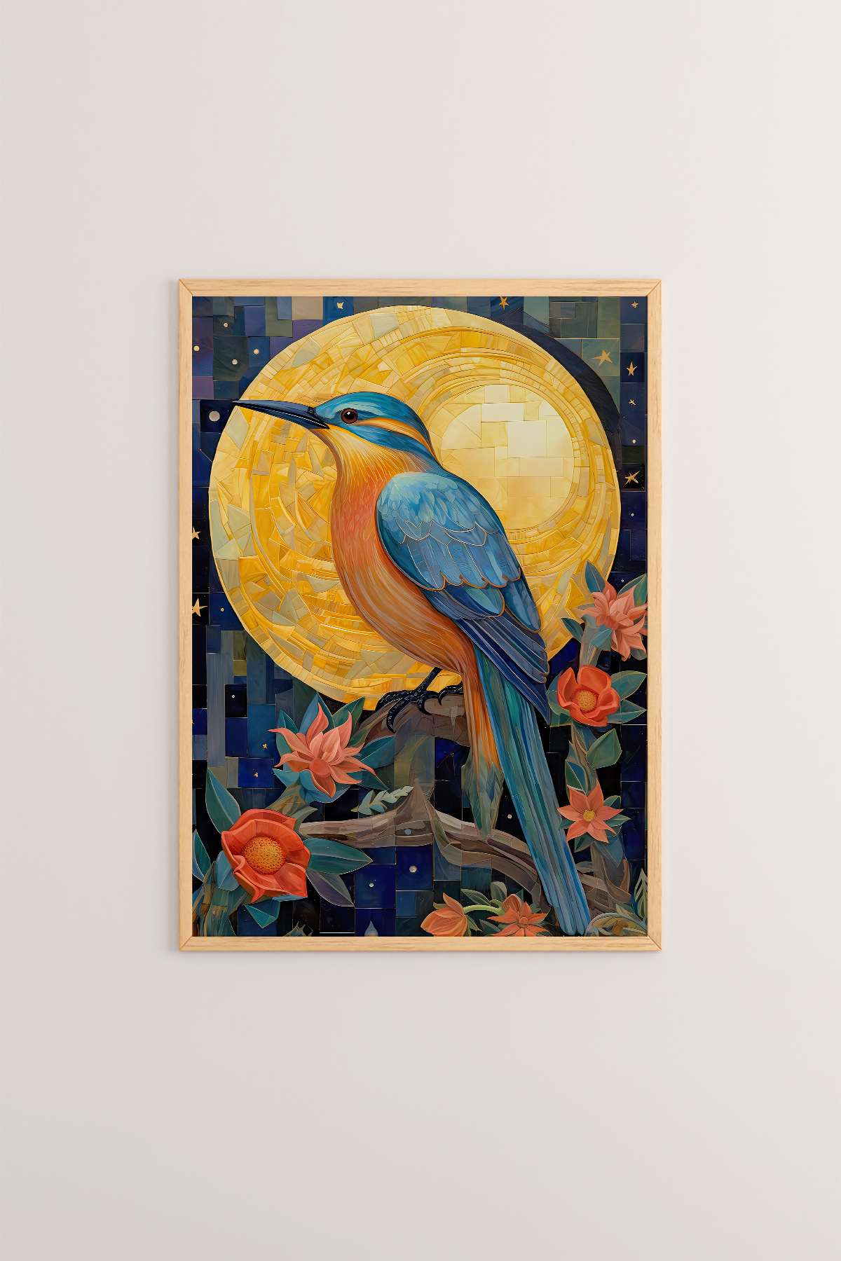 Quadro Decorativo Emoldurado Multicolor - Madeira Maciça 33x48cm - Impressão Digital de Alta Qualidade