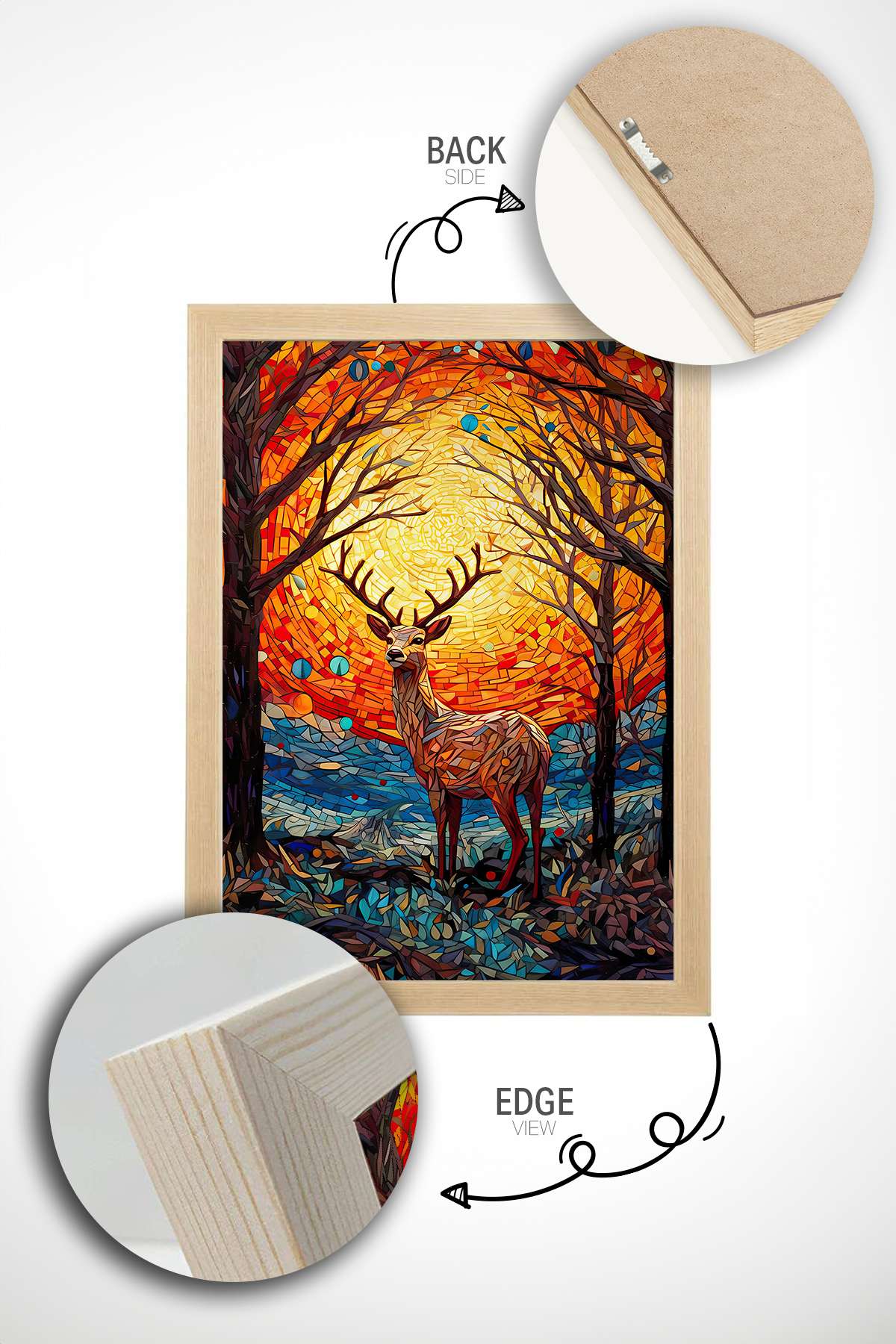 Quadro Decorativo Multicolor em Madeira Maciça - Impressão Digital Premium 33x48cm