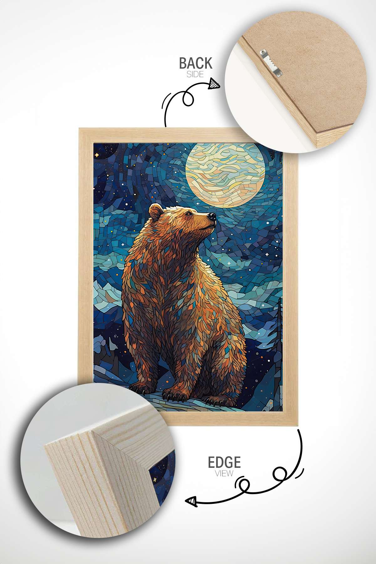 Quadro Decorativo Emoldurado Multicolor 33x48cm - Moldura Madeira Maciça 2cm - Impressão Digital em MDF