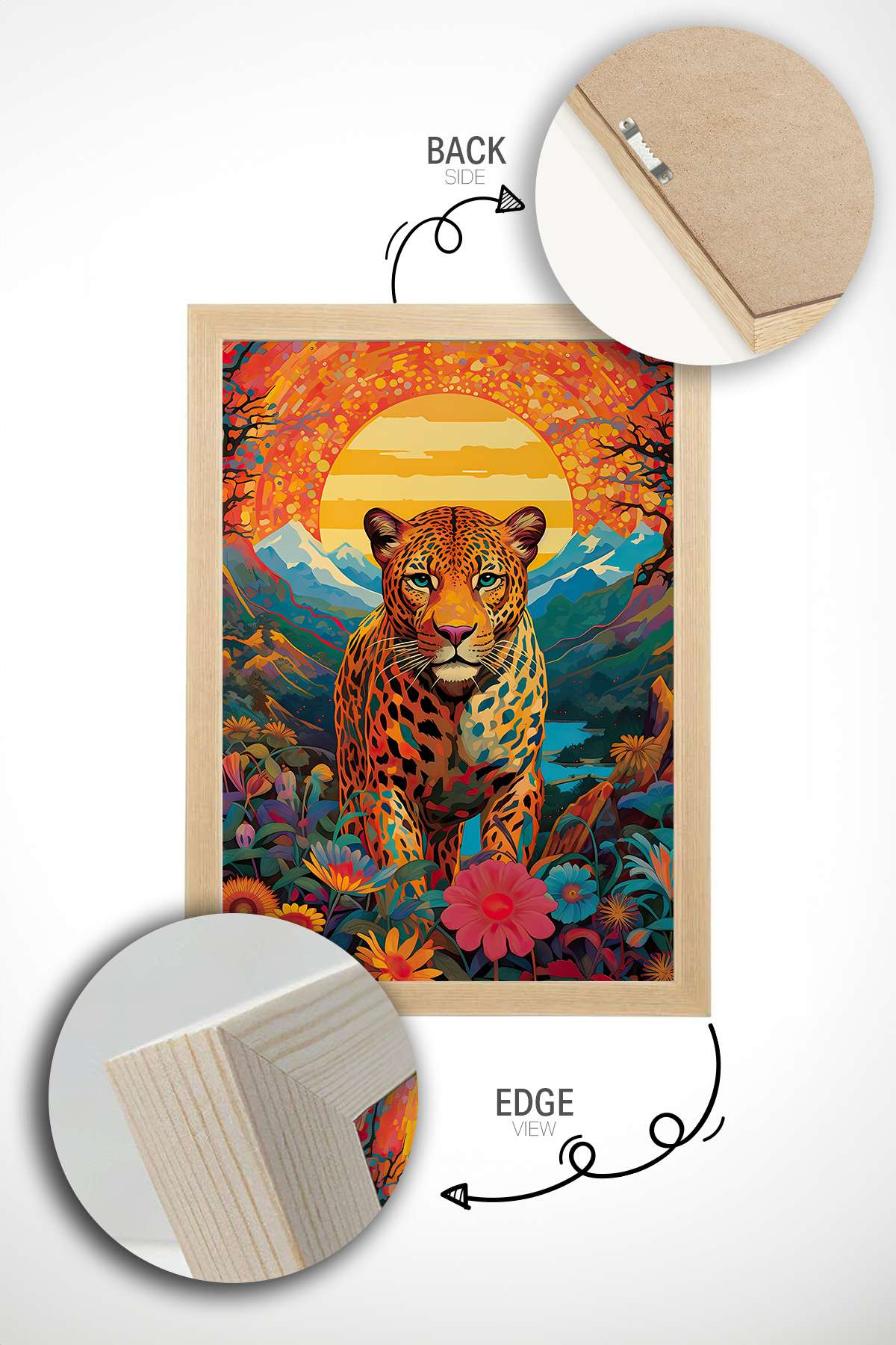 Quadro Decorativo Multicolor em Madeira Maciça - Impressão Digital Premium 33x48cm