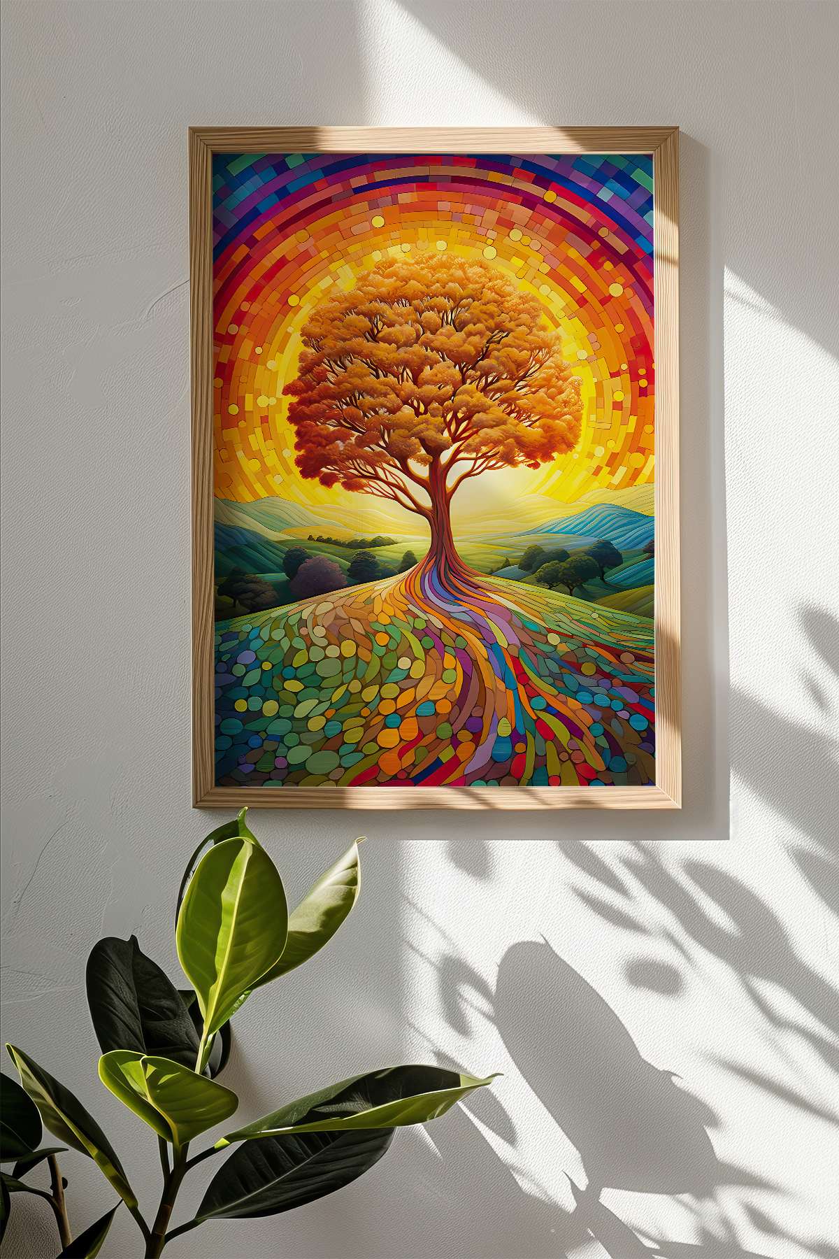 Quadro Decorativo Emoldurado Multicolor 33x48cm - Moldura Madeira Maciça 2cm - Impressão Digital em MDF