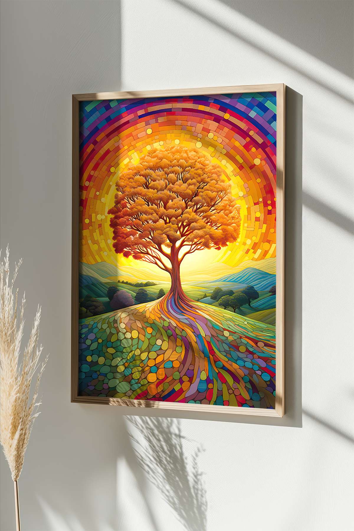 Quadro Decorativo Emoldurado Multicolor 33x48cm - Moldura Madeira Maciça 2cm - Impressão Digital em MDF