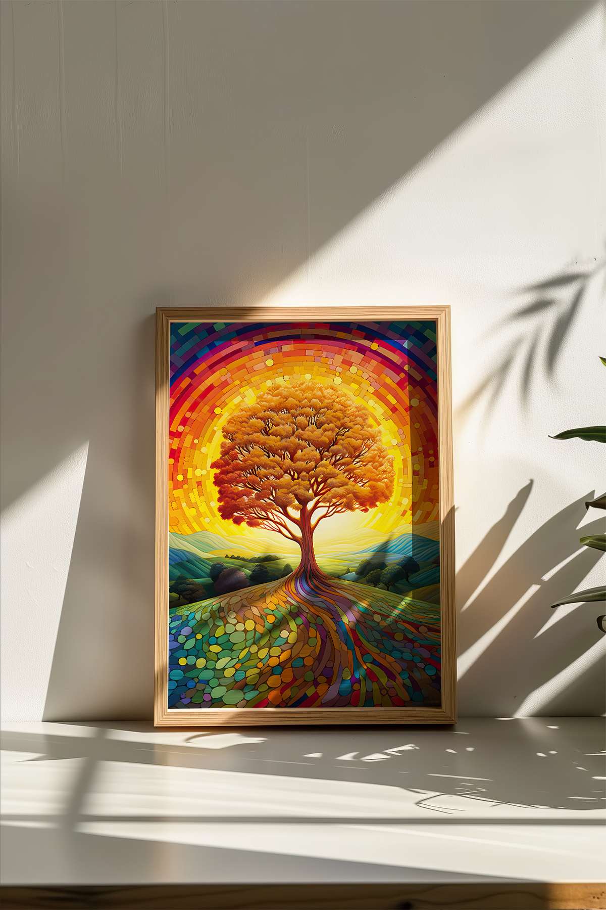 Quadro Decorativo Emoldurado Multicolor 33x48cm - Moldura Madeira Maciça 2cm - Impressão Digital em MDF