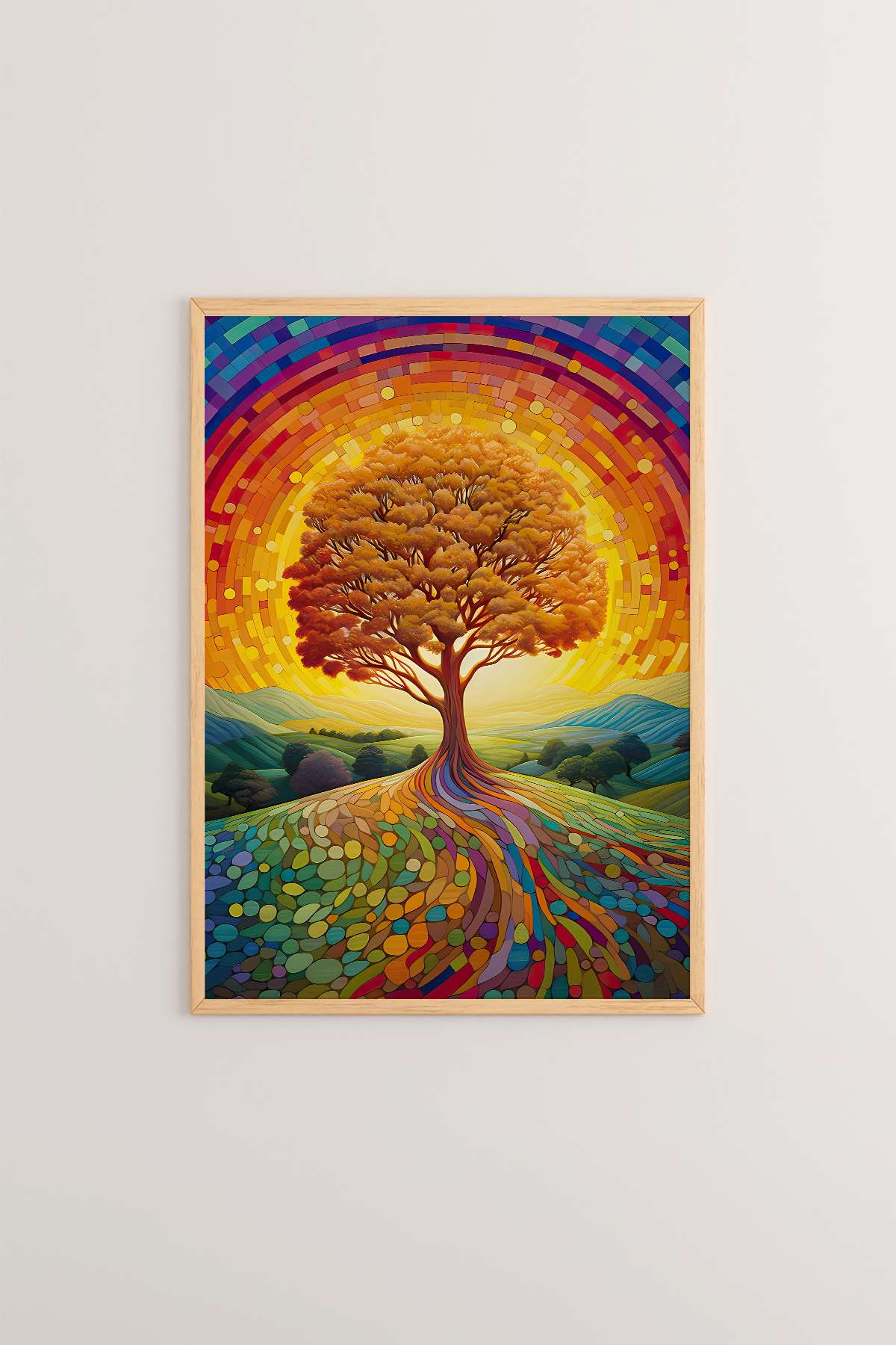 Quadro Decorativo Emoldurado Multicolor 33x48cm - Moldura Madeira Maciça 2cm - Impressão Digital em MDF