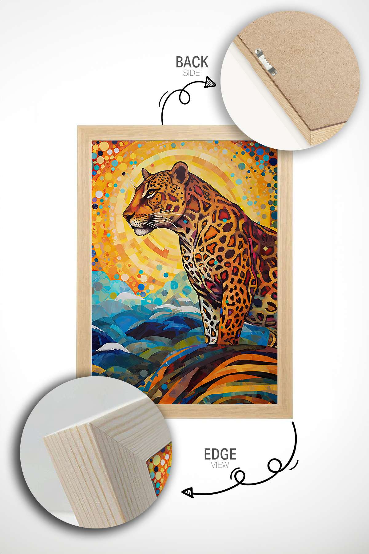 Quadro Decorativo Multicolor com Moldura de Madeira Maciça - Impressão Digital 33x48cm