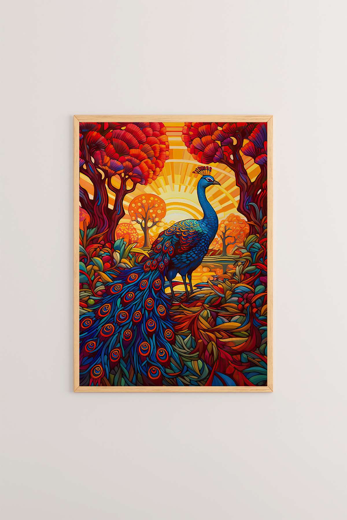 Quadro Decorativo Multicolor com Moldura de Madeira Maciça - Impressão Digital 33x48cm