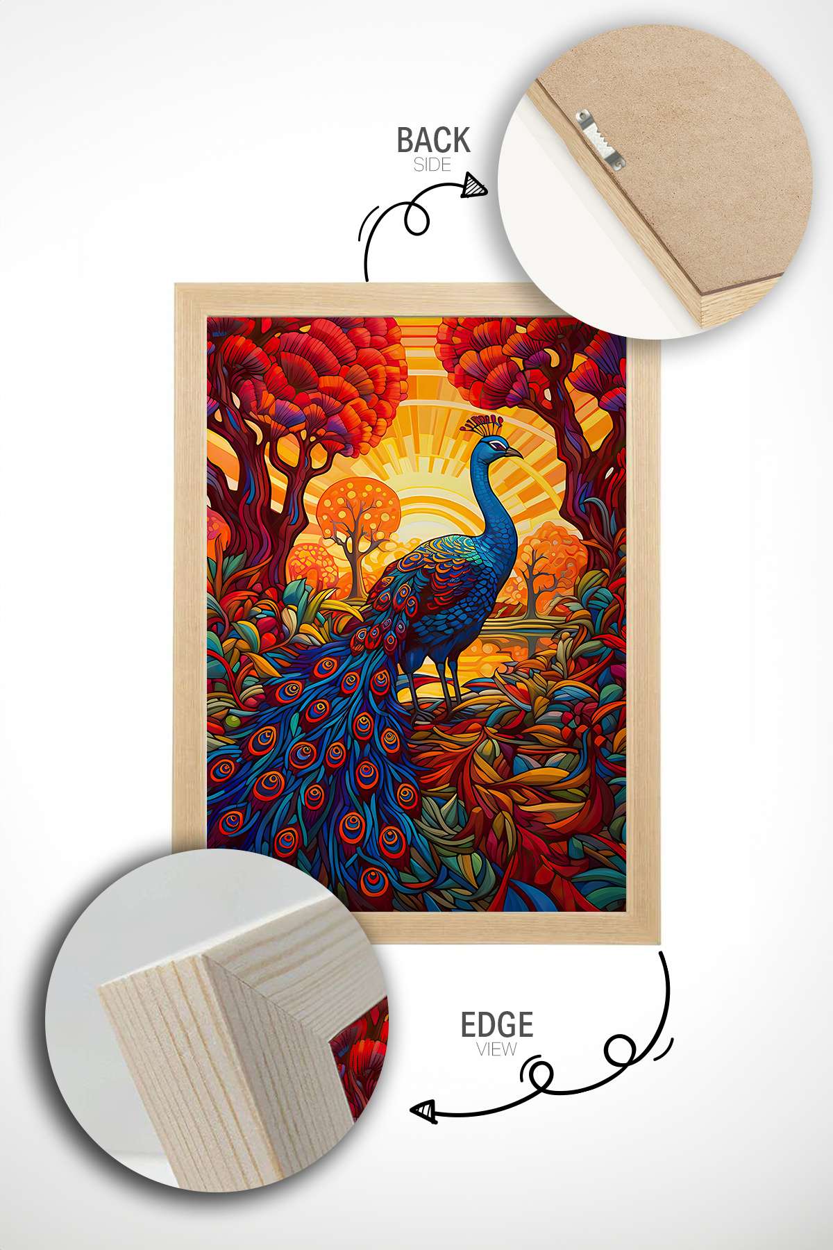 Quadro Decorativo Multicolor com Moldura de Madeira Maciça - Impressão Digital 33x48cm