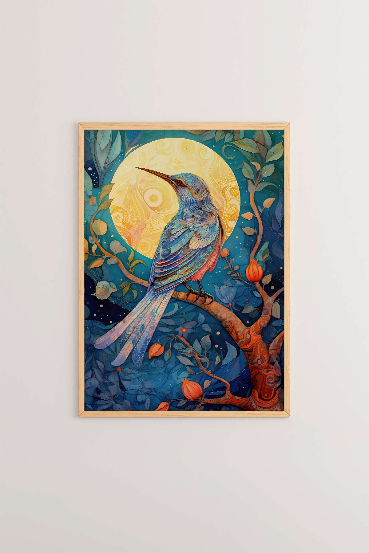 Quadro Decorativo Emoldurado Multicolor 33x48cm - Moldura Madeira Maciça 2cm - Impressão Digital em MDF