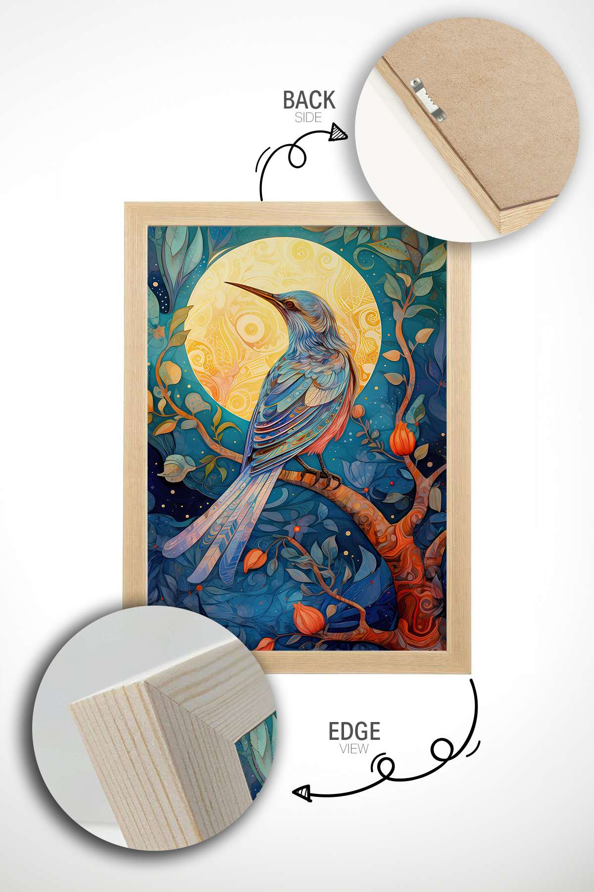 Quadro Decorativo Emoldurado Multicolor 33x48cm - Moldura Madeira Maciça 2cm - Impressão Digital em MDF