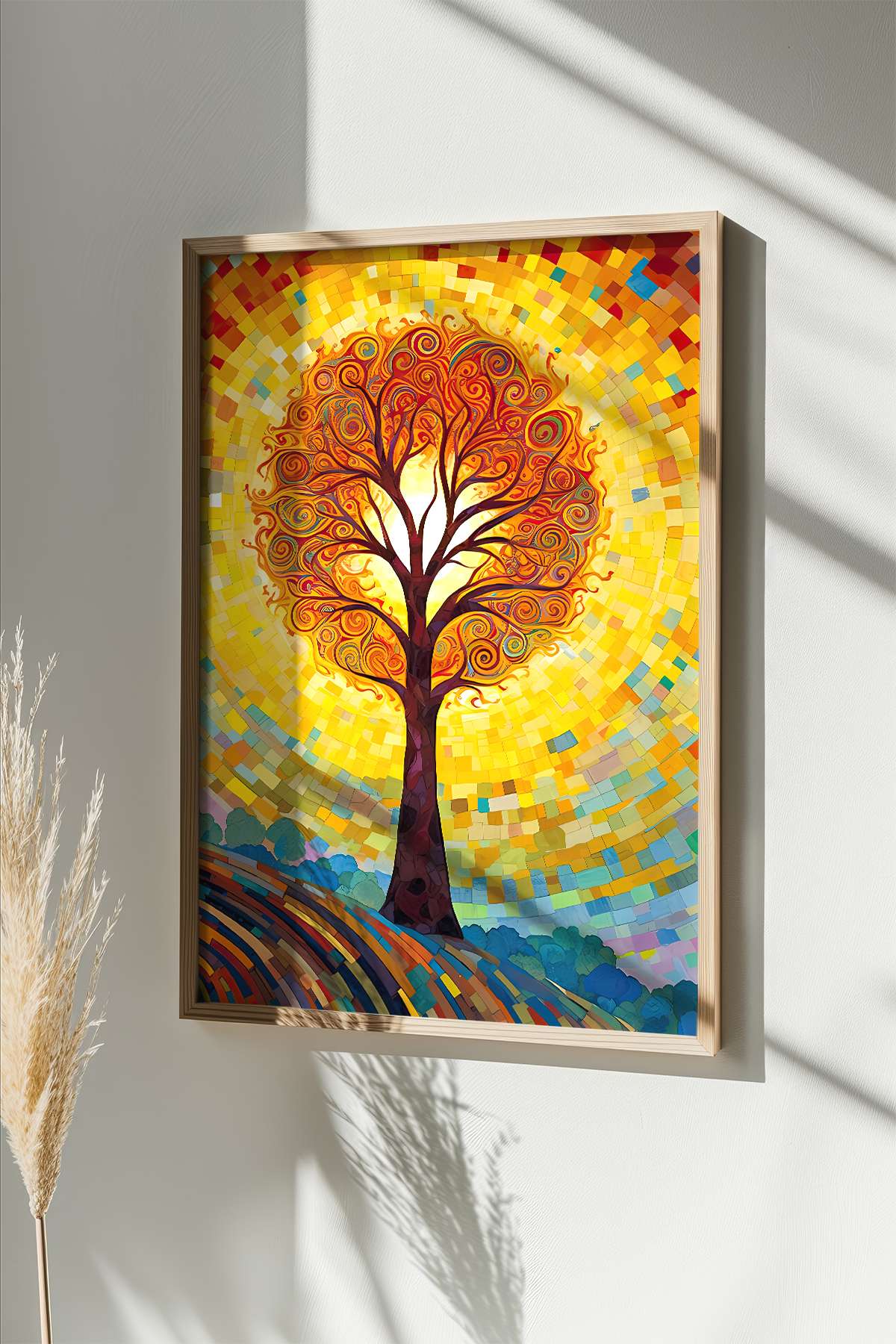 Quadro Decorativo Multicolor com Moldura de Madeira Maciça - Impressão Digital 33x48cm