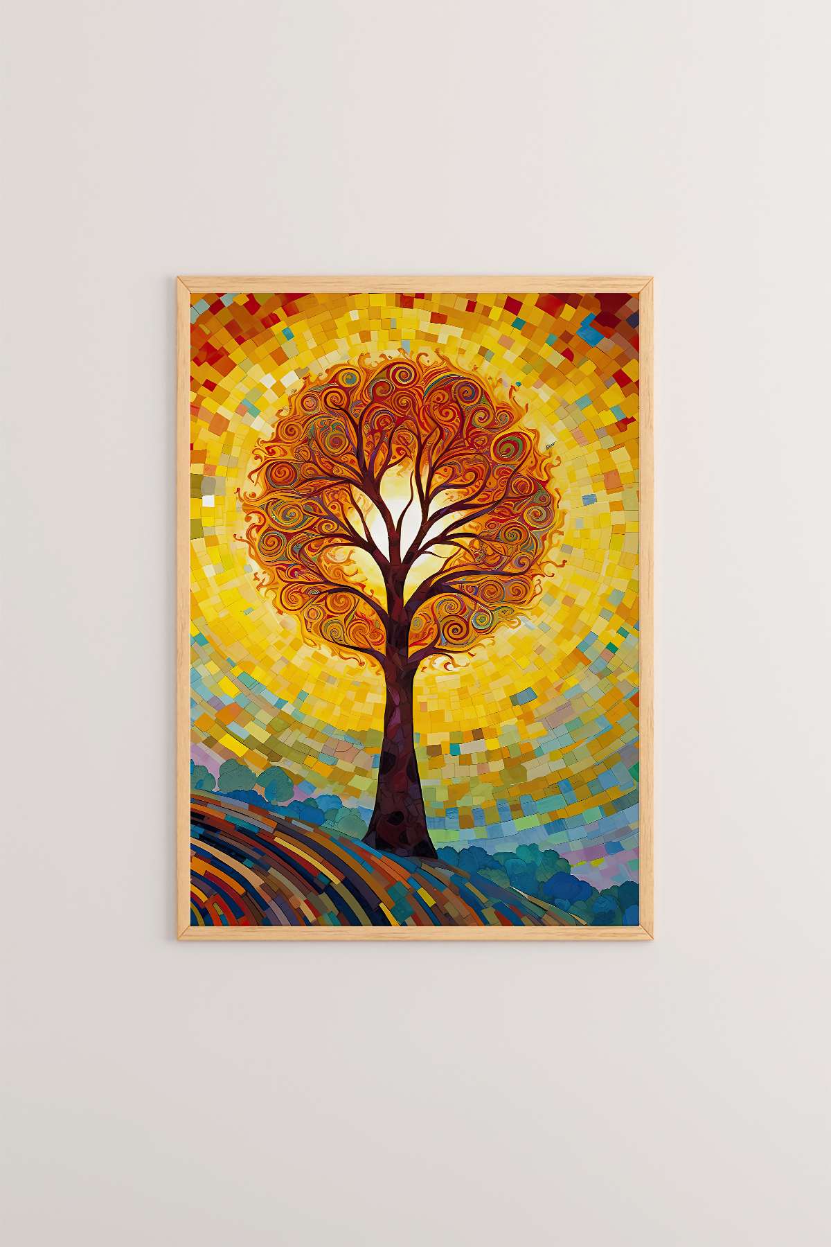 Quadro Decorativo Multicolor com Moldura de Madeira Maciça - Impressão Digital 33x48cm