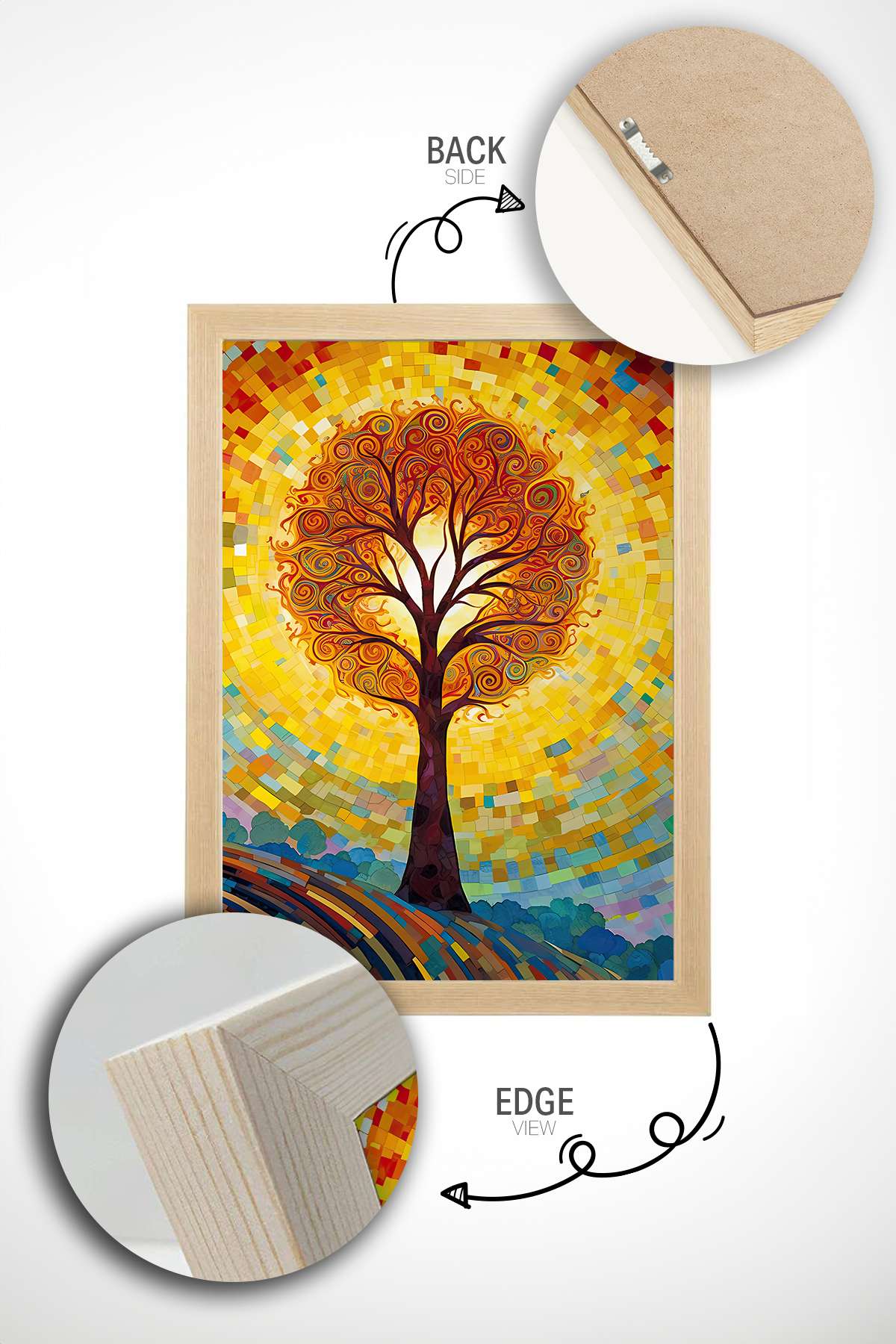 Quadro Decorativo Multicolor com Moldura de Madeira Maciça - Impressão Digital 33x48cm