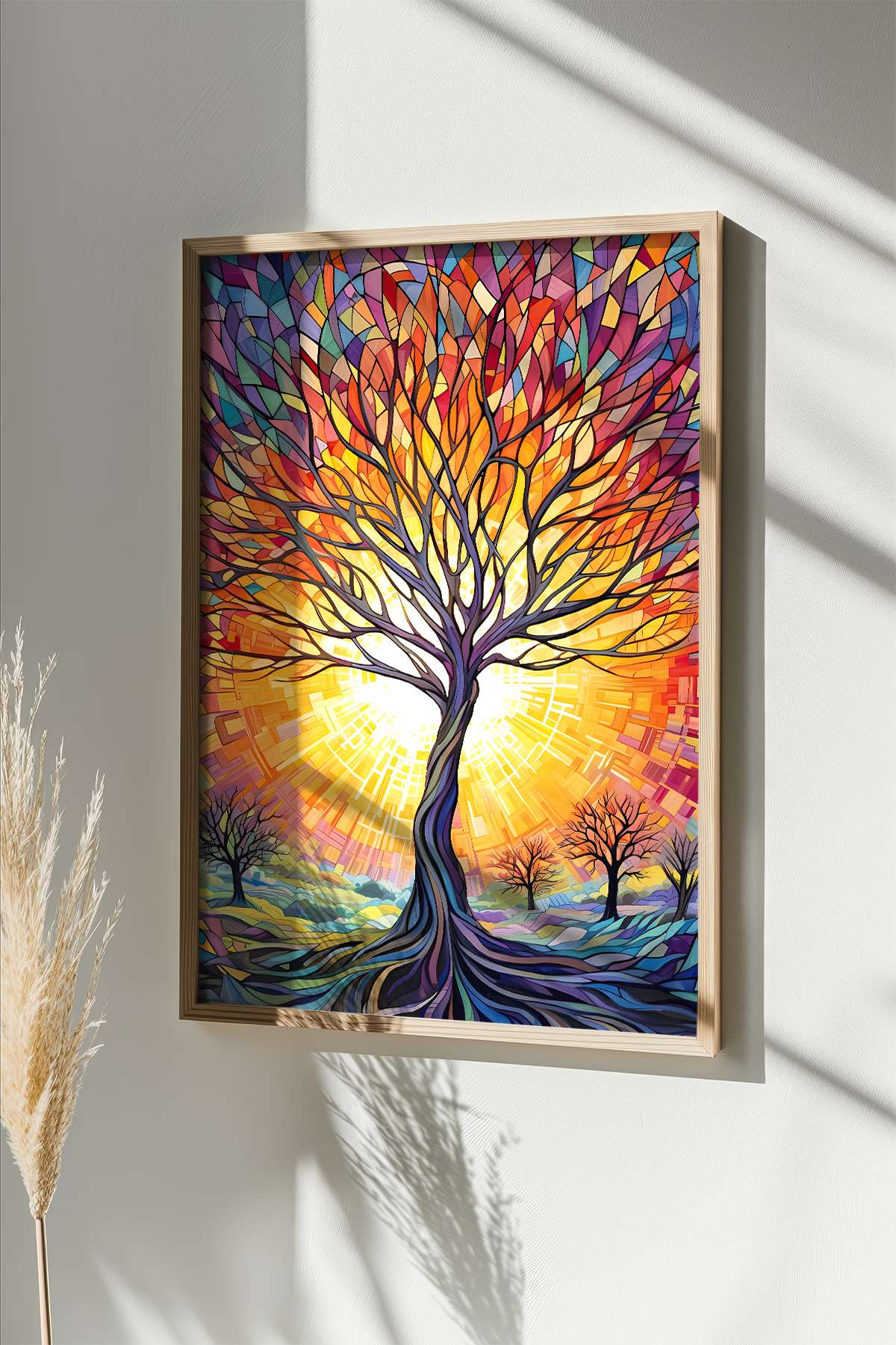 Quadro Decorativo Multicolor com Moldura de Madeira Maciça - Impressão Digital 33x48cm