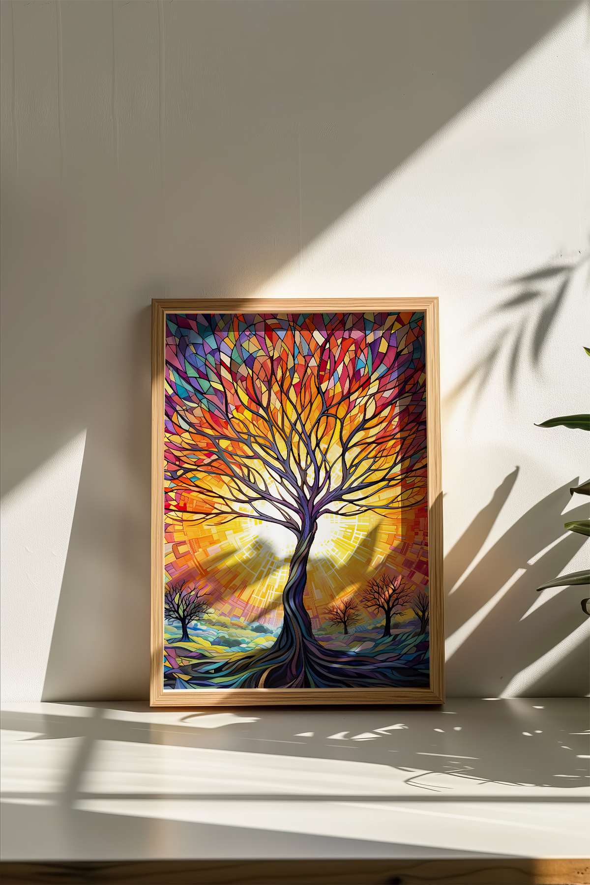 Quadro Decorativo Multicolor com Moldura de Madeira Maciça - Impressão Digital 33x48cm