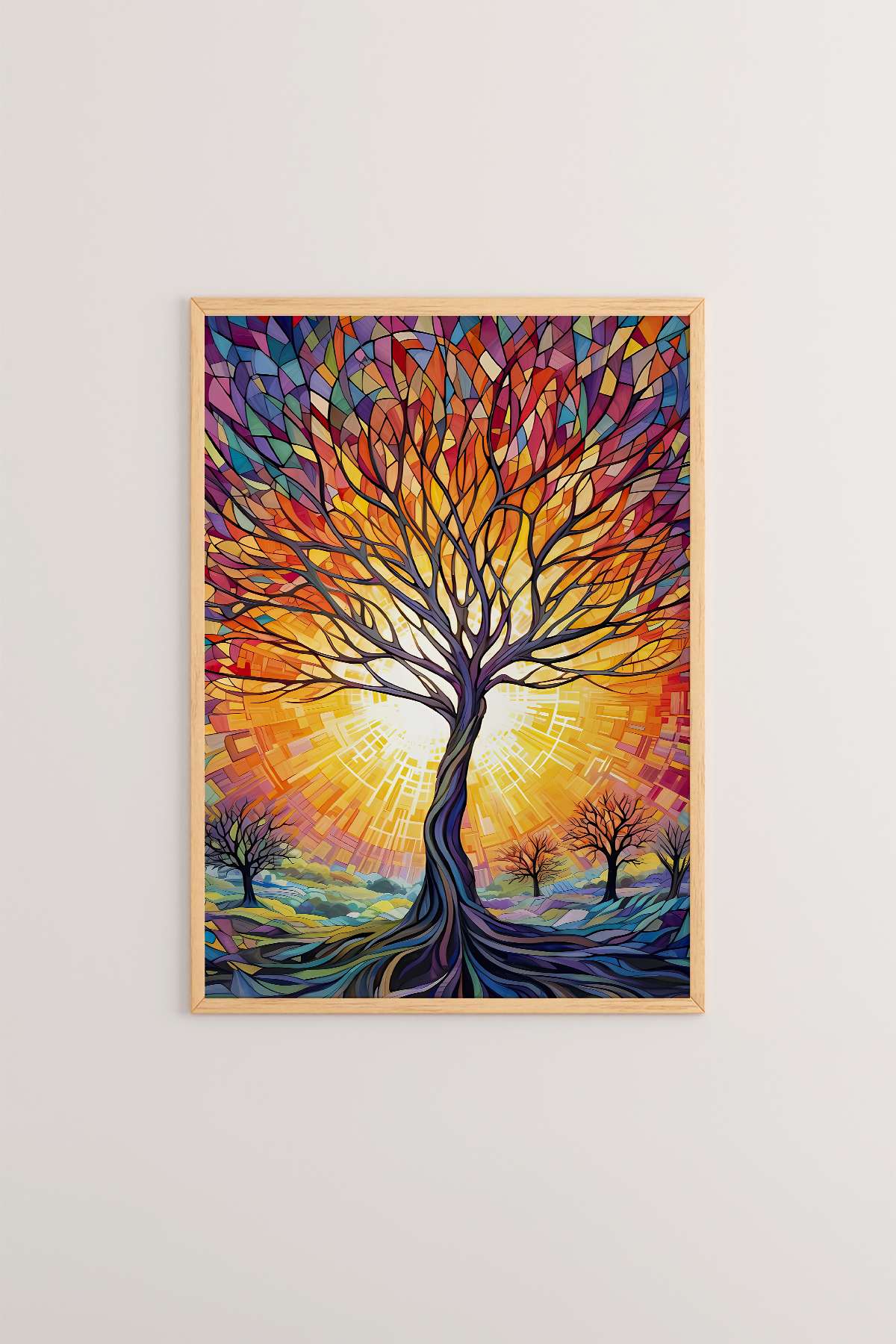 Quadro Decorativo Multicolor com Moldura de Madeira Maciça - Impressão Digital 33x48cm