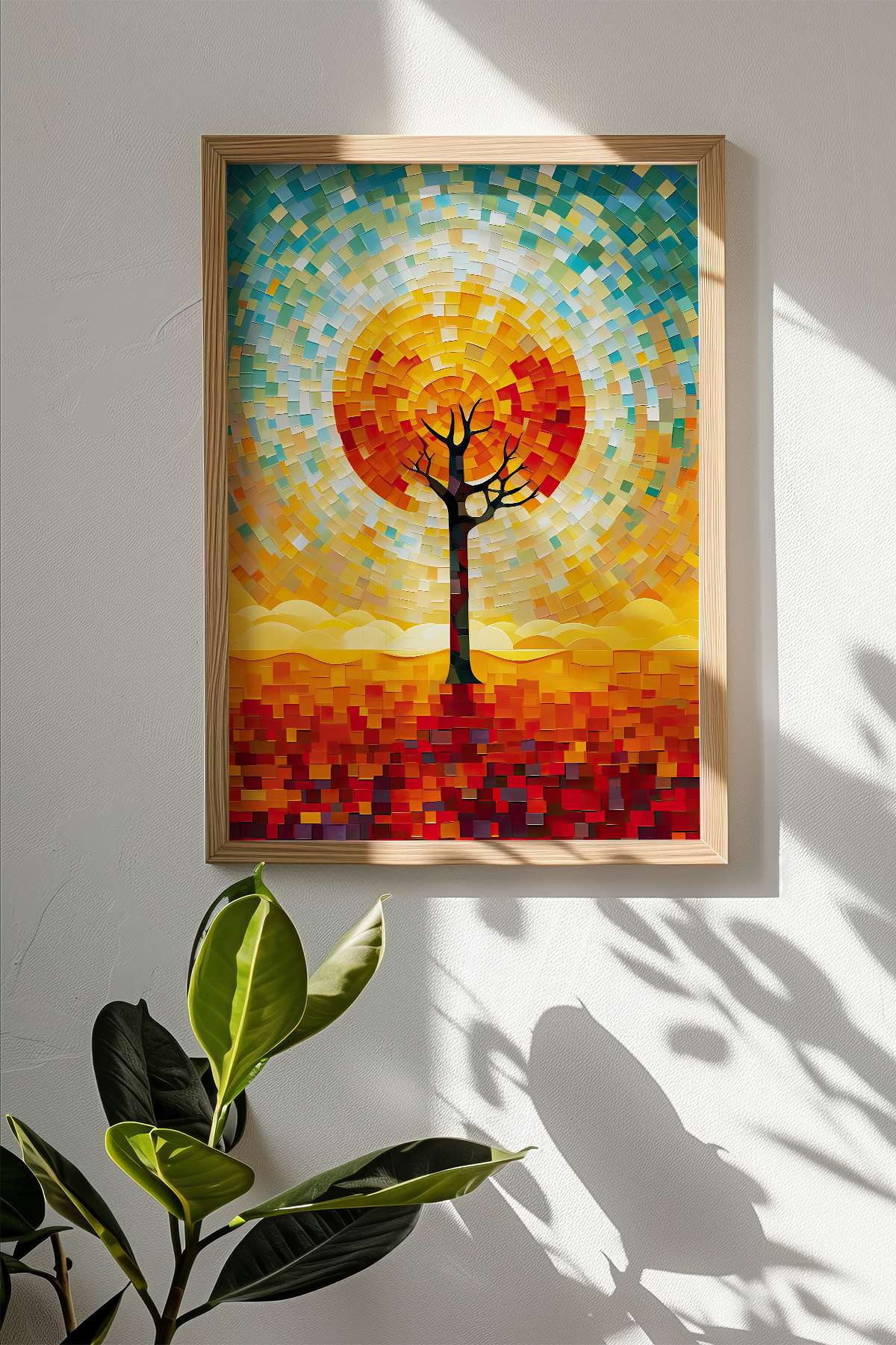 Quadro Decorativo Multicolor com Moldura de Madeira Maciça - Impressão Digital 33x48cm