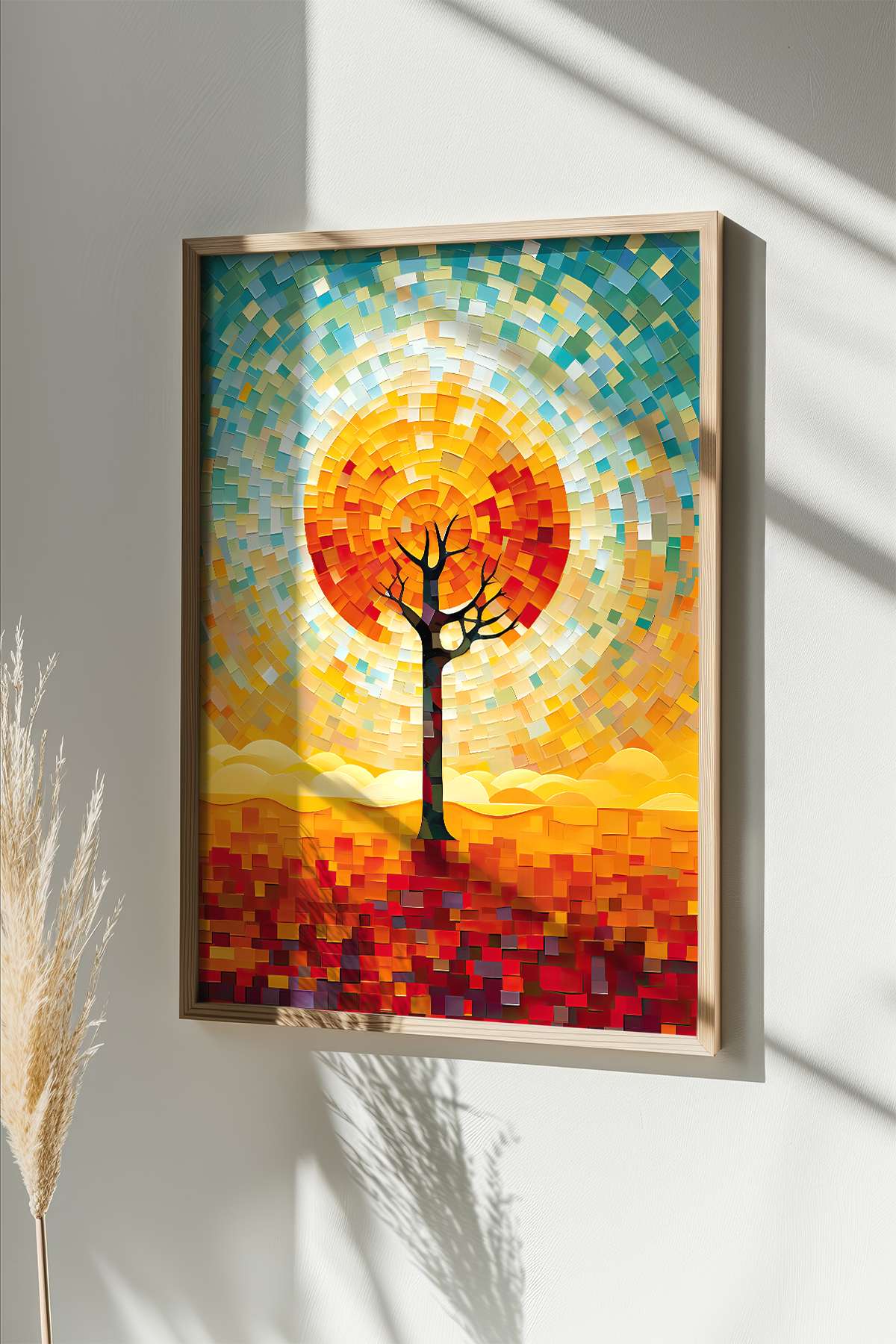 Quadro Decorativo Multicolor com Moldura de Madeira Maciça - Impressão Digital 33x48cm