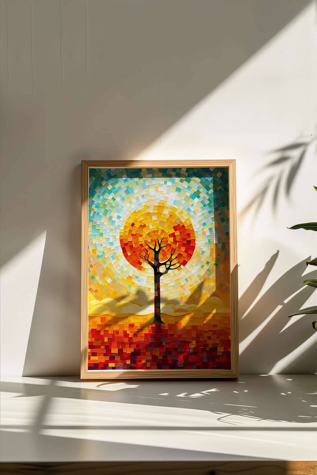 Quadro Decorativo Multicolor com Moldura de Madeira Maciça - Impressão Digital 33x48cm