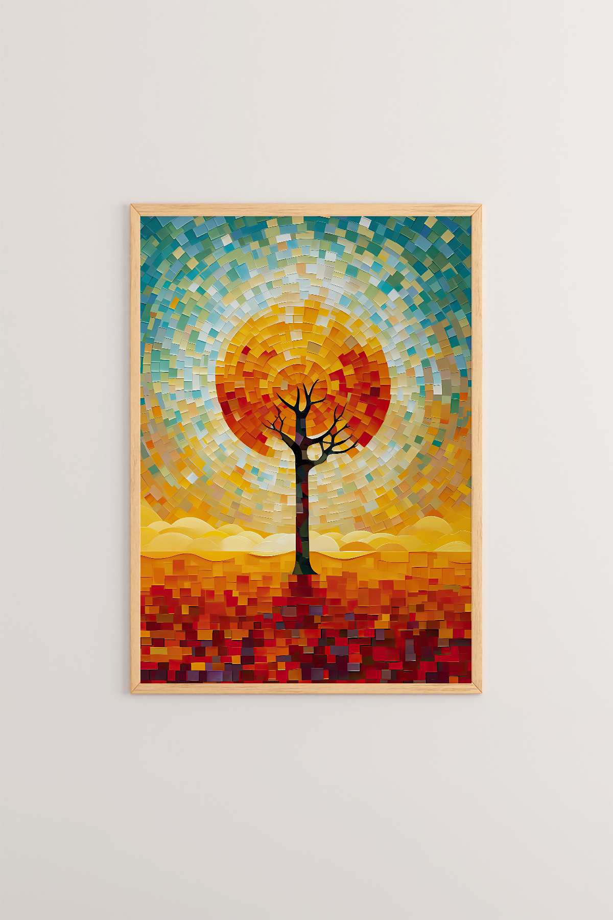 Quadro Decorativo Multicolor com Moldura de Madeira Maciça - Impressão Digital 33x48cm