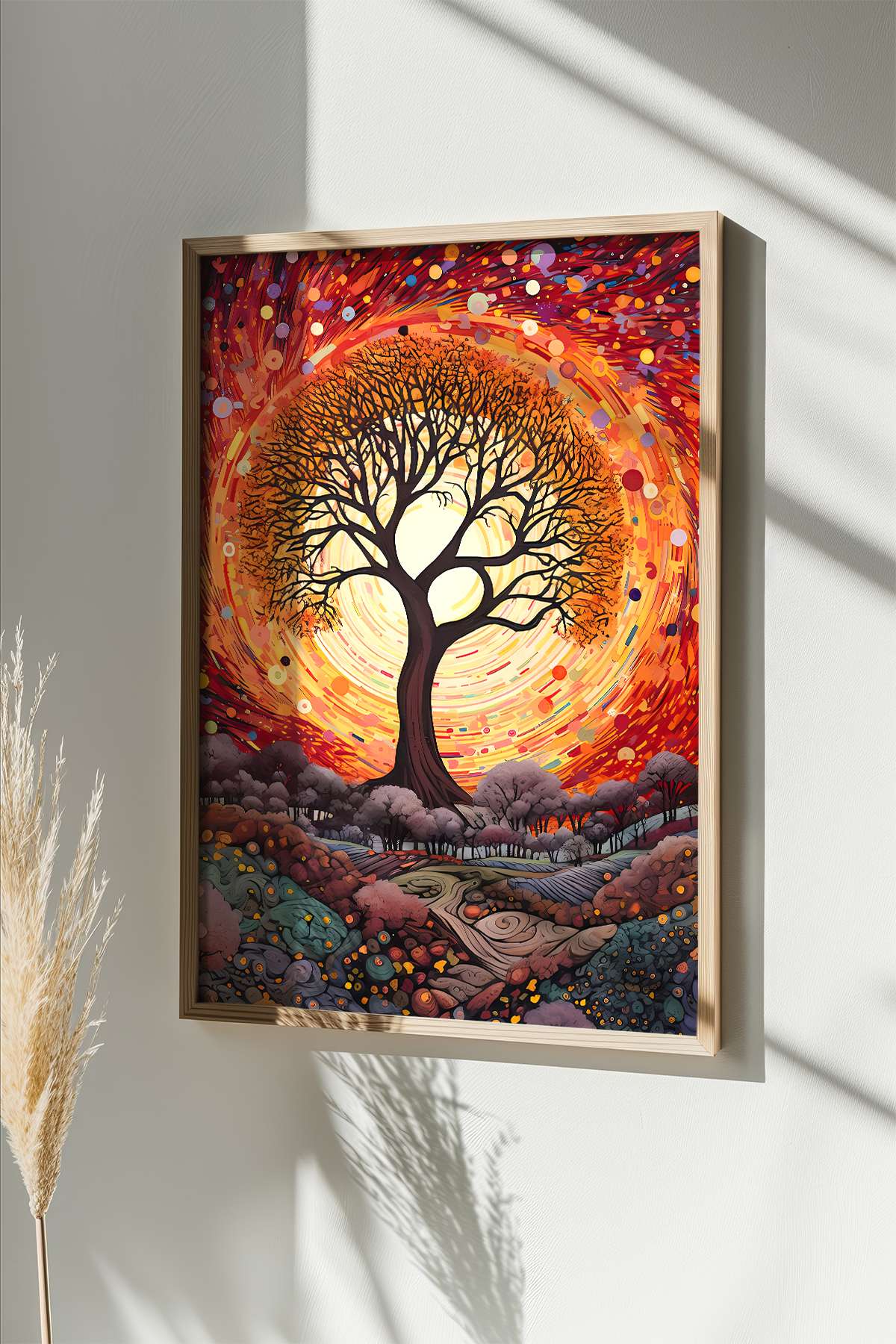 Quadro Decorativo Emoldurado Multicolor 33x48cm - Moldura Madeira Maciça 2cm - Impressão Digital em MDF