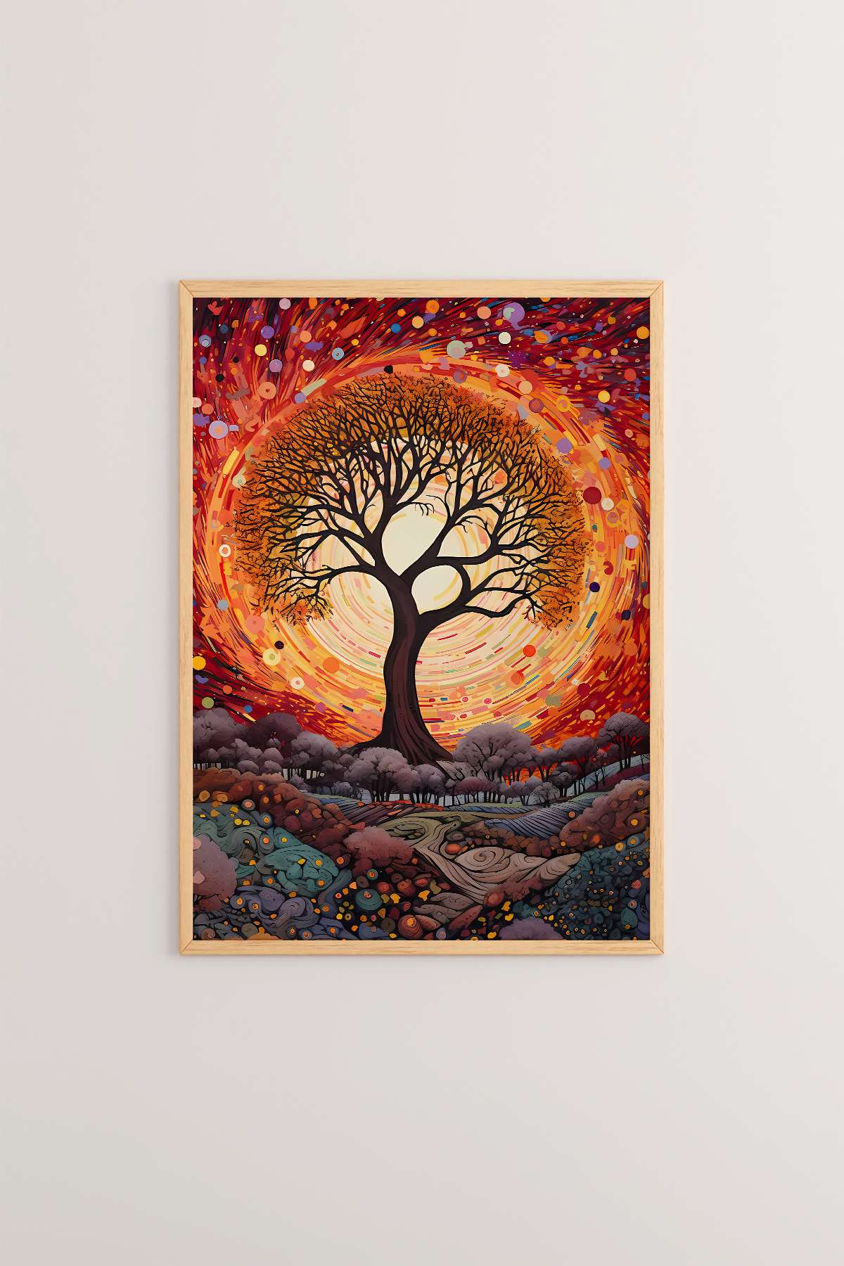 Quadro Decorativo Emoldurado Multicolor 33x48cm - Moldura Madeira Maciça 2cm - Impressão Digital em MDF