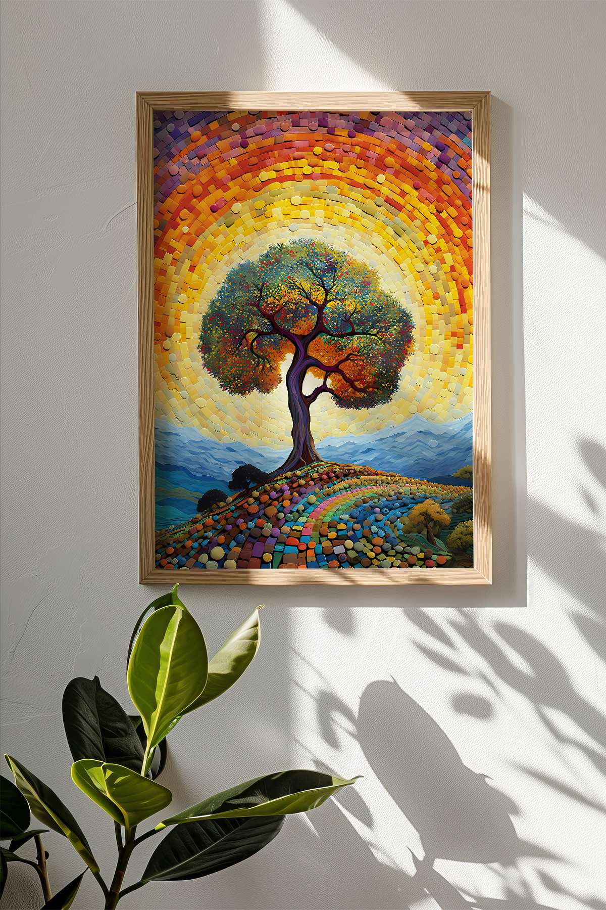 Quadro Decorativo Multicolor com Moldura de Madeira Maciça - Impressão Digital Premium 33x48cm