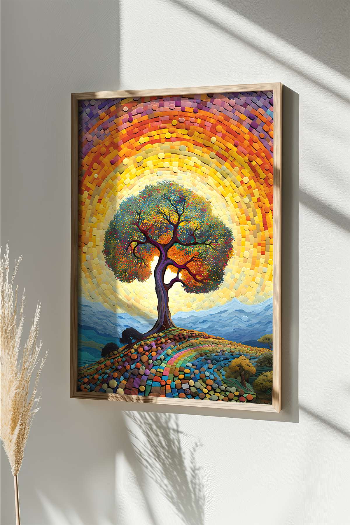Quadro Decorativo Multicolor com Moldura de Madeira Maciça - Impressão Digital Premium 33x48cm